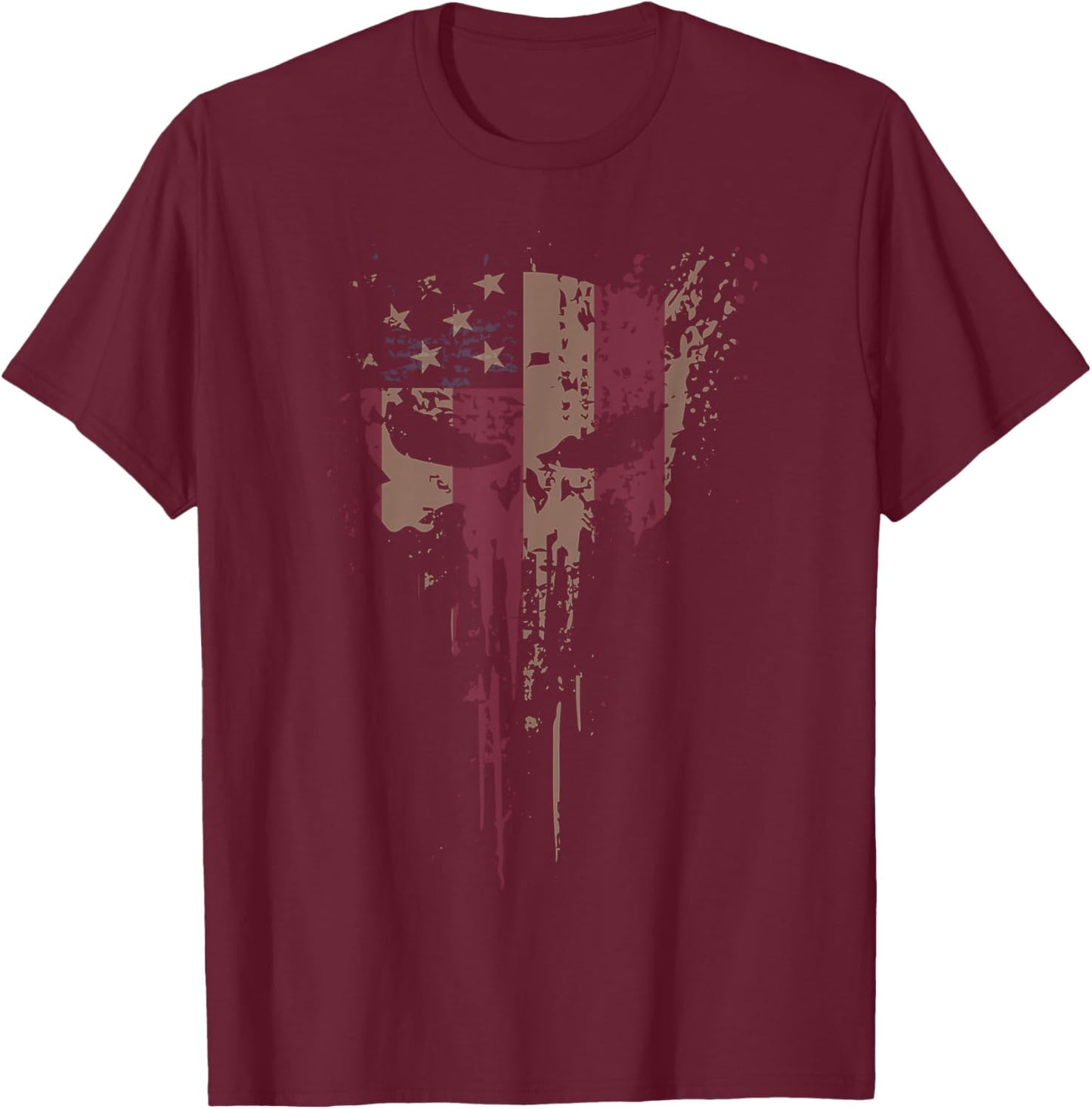 American Skull Flag Ghost Reaper Patriotic T-Shirt - T-Shirt | Maroon