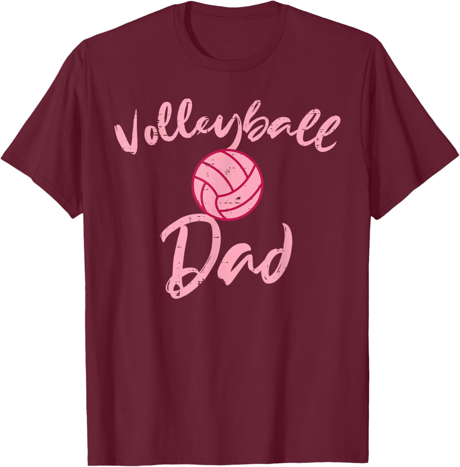 Pink Volleyball Dad Cute Family Matching Daddy Papa Men T-Shirt - T-Shirt | Maroon