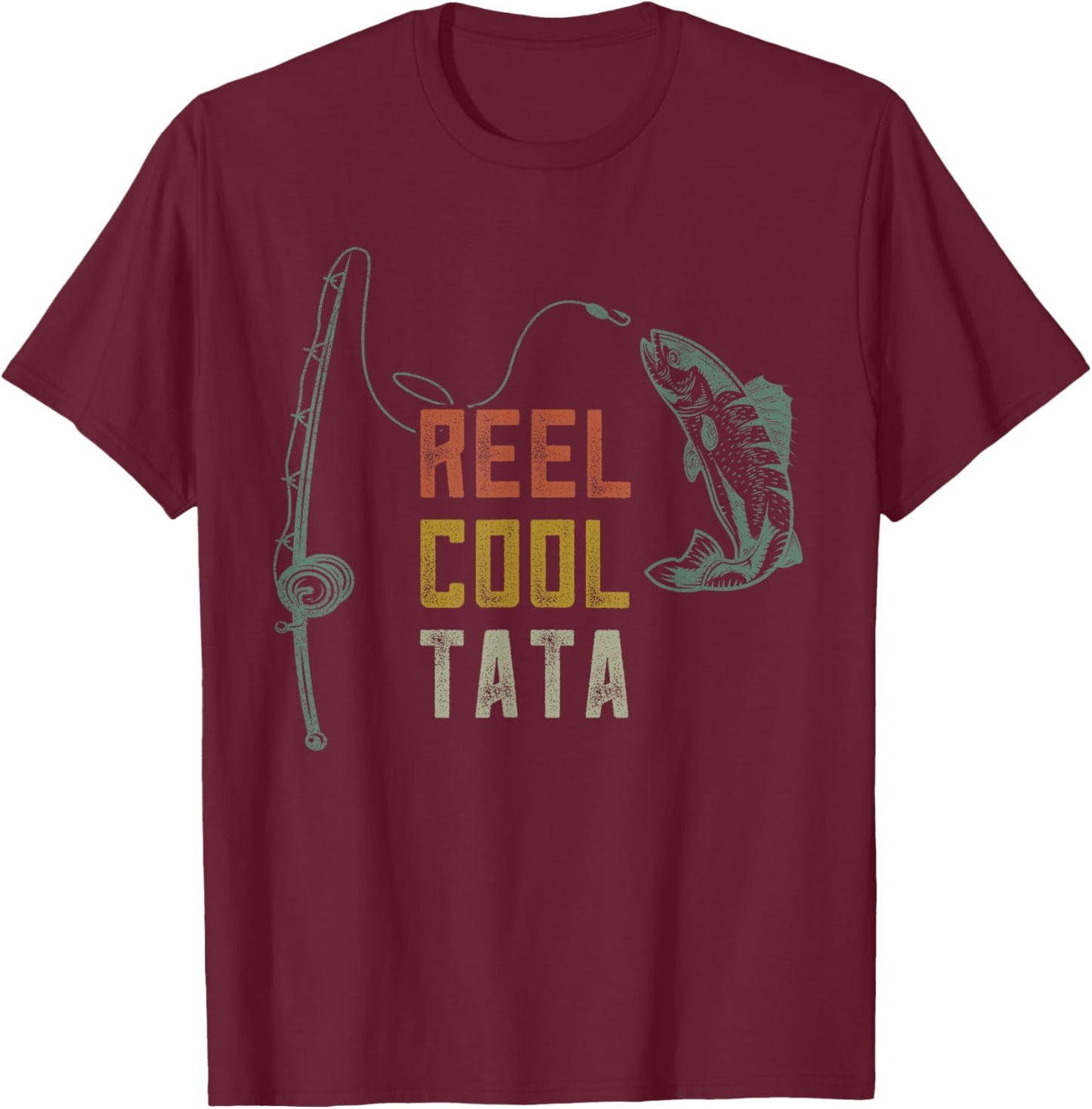 Reel Cool Tata Fishing Shirt, Fun Fathers Day Indian Grandpa T-Shirt - T-Shirt | Maroon