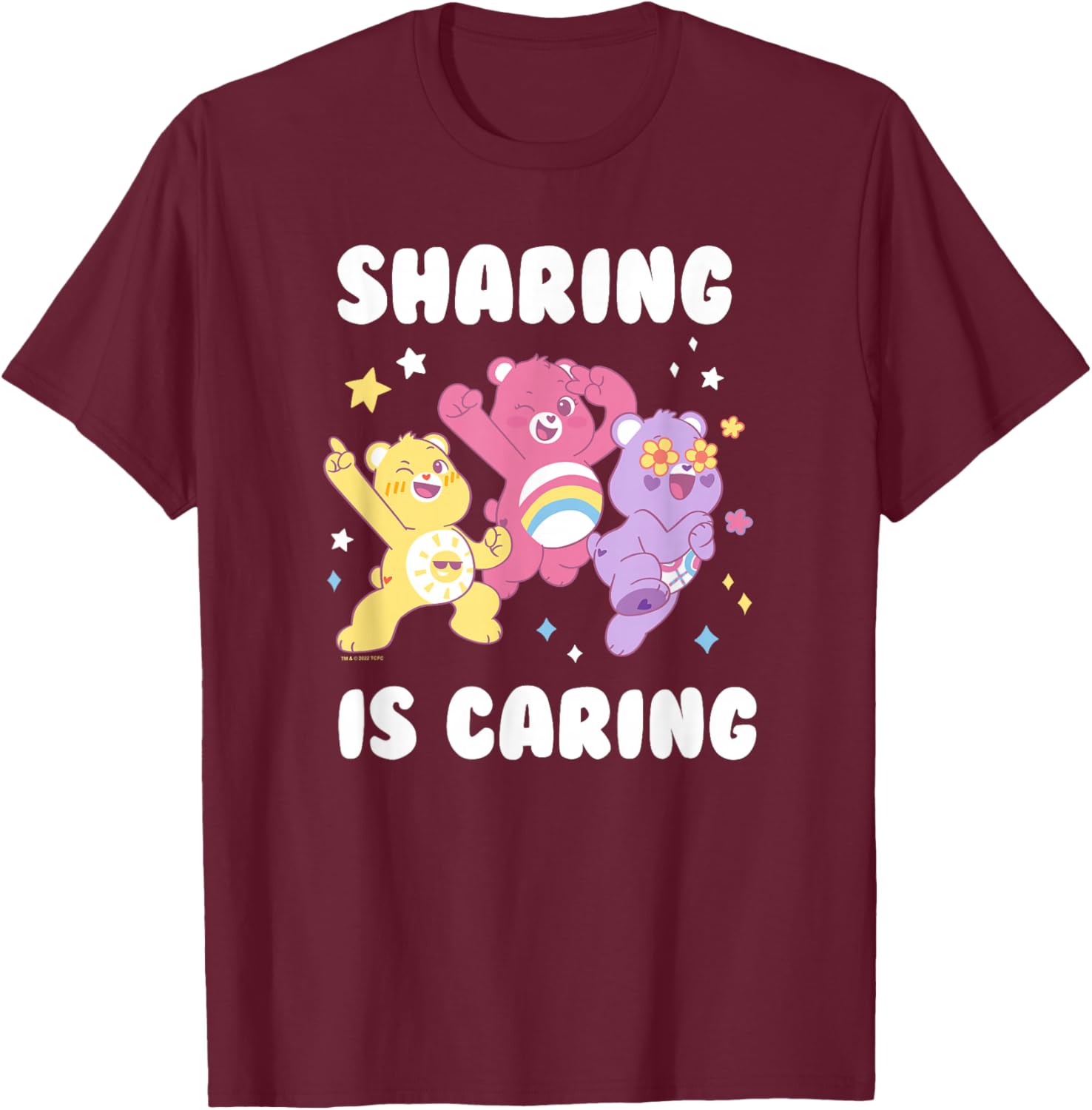 Care Bears Cheer Bear Sharing is Caring Sparkle Group Poster T-Shirt - T-Shirt | Maroon