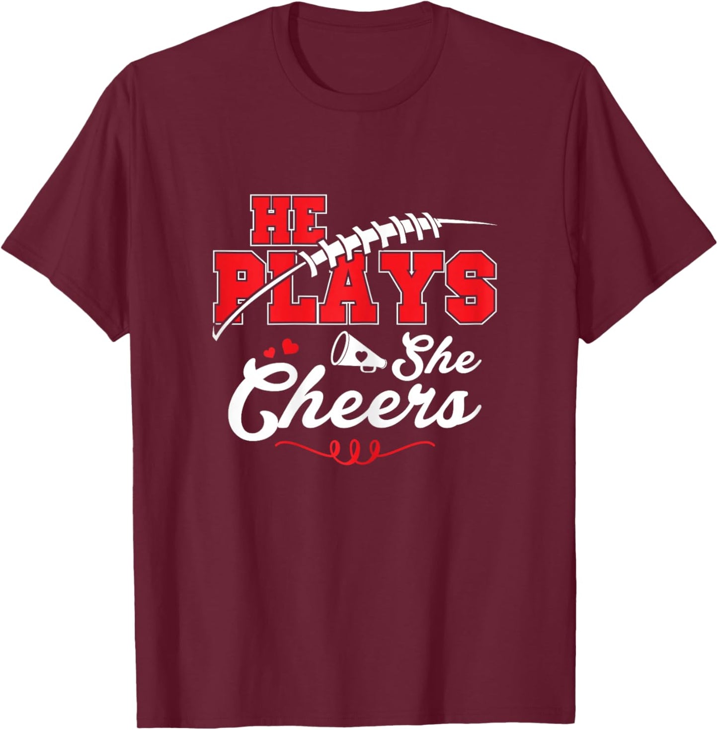 Cheer Mom Son plays Football Daugher Cheerleader Cheer Mom T-Shirt - T-Shirt | Maroon