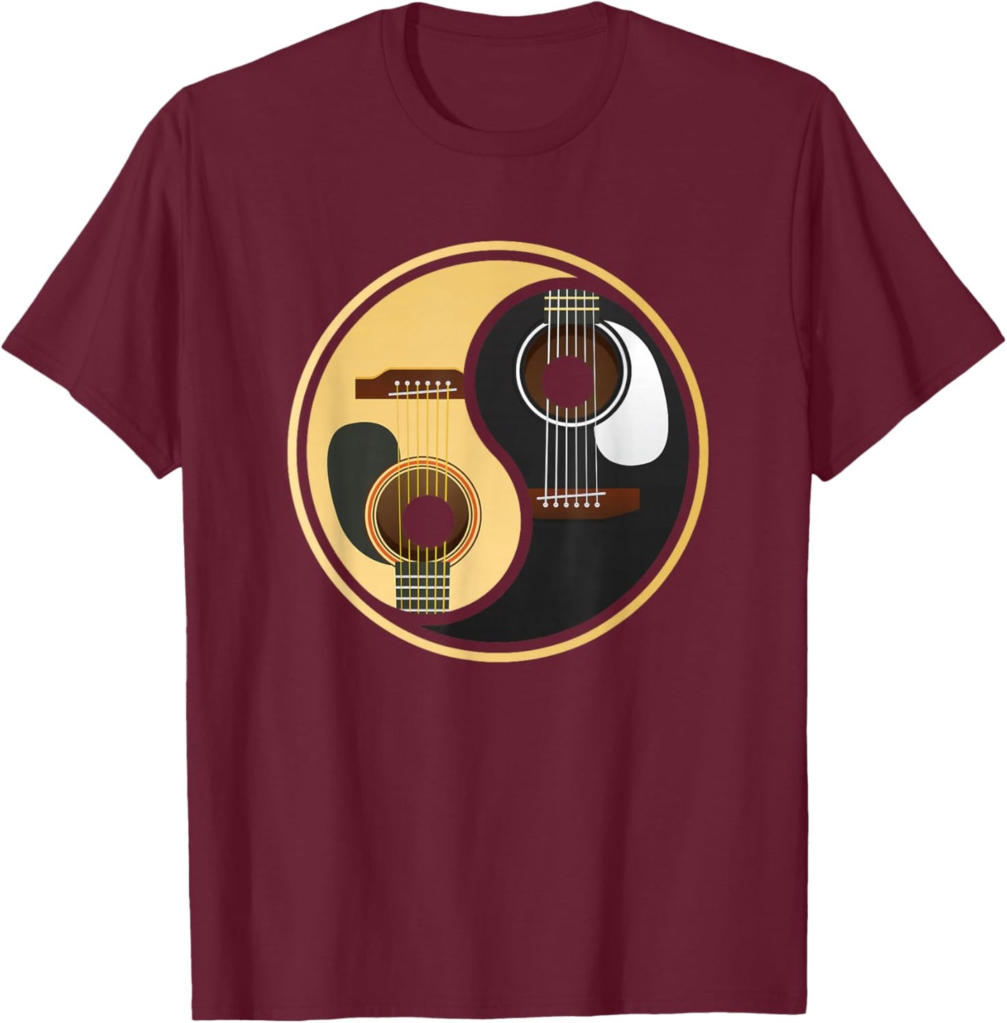 Guitar Music Lover Guitar Yin Yang T-Shirt - T-Shirt | Maroon