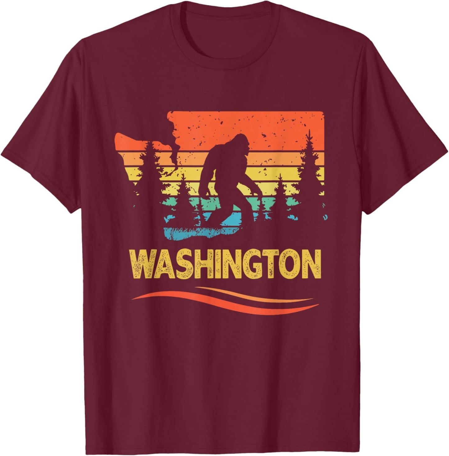 Washington with a Bigfoot or a Sasquatch T-Shirt - T-Shirt | Maroon
