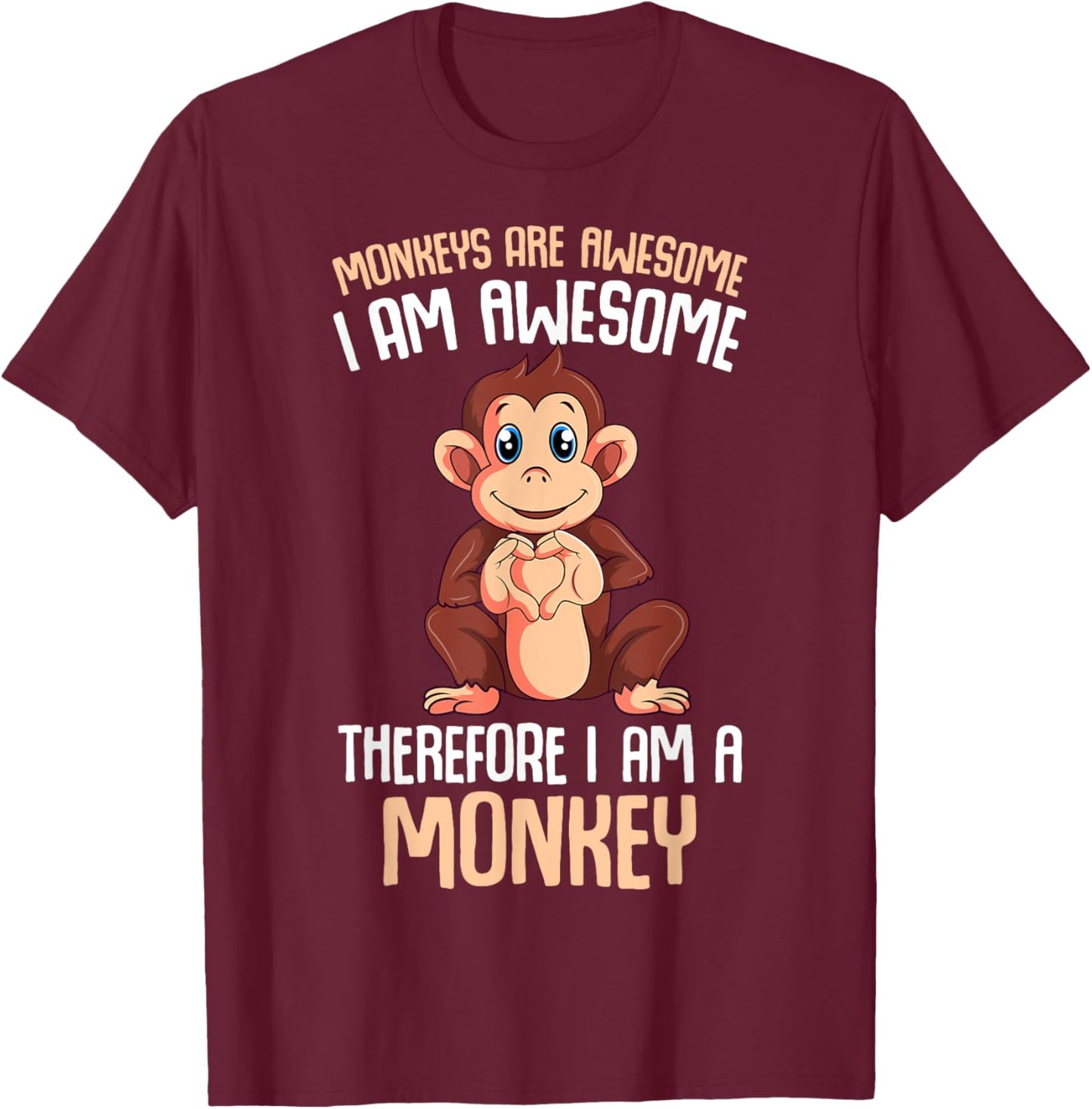 Monkeys Are Awesome Boys Kids Girls Monkey T-Shirt - T-Shirt | Maroon