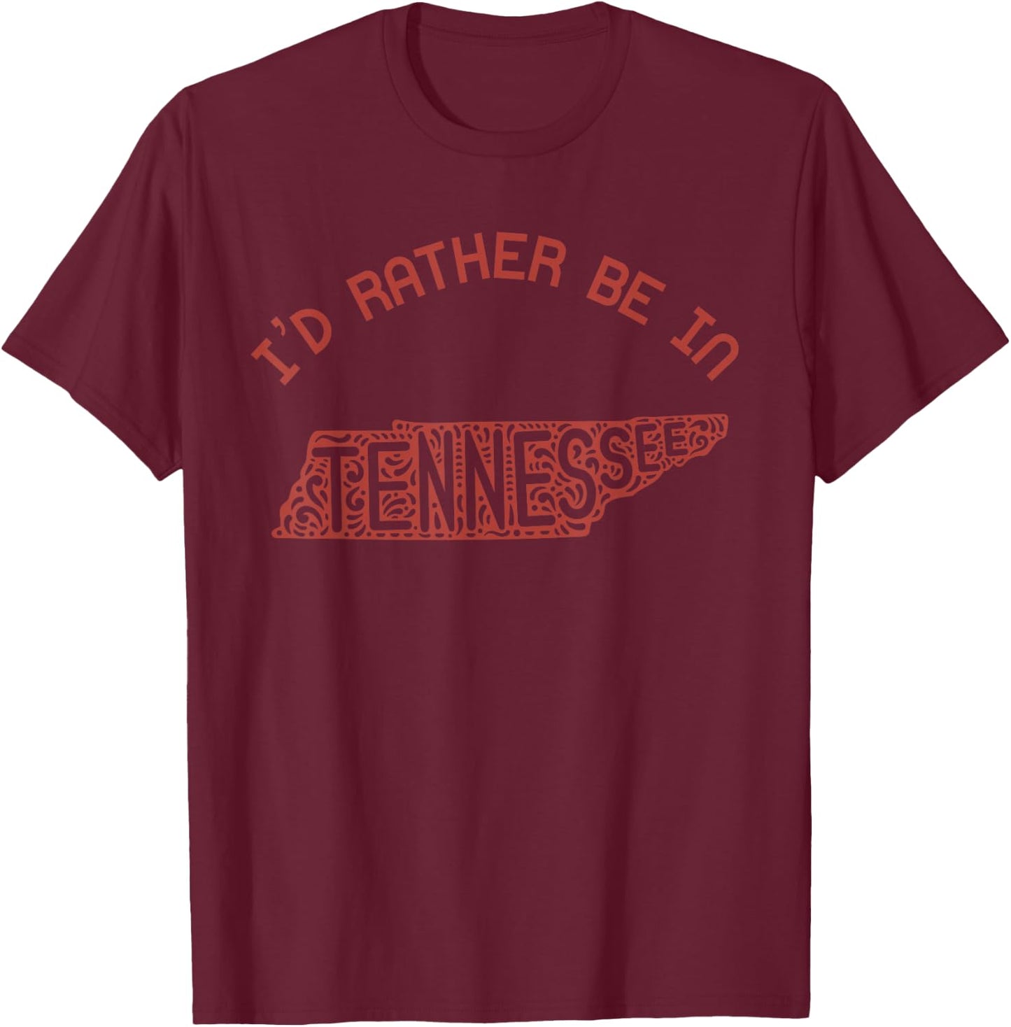 Id Rather Be in Tennessee Vintage State Heart Vacation TN T-Shirt - T-Shirt | Maroon