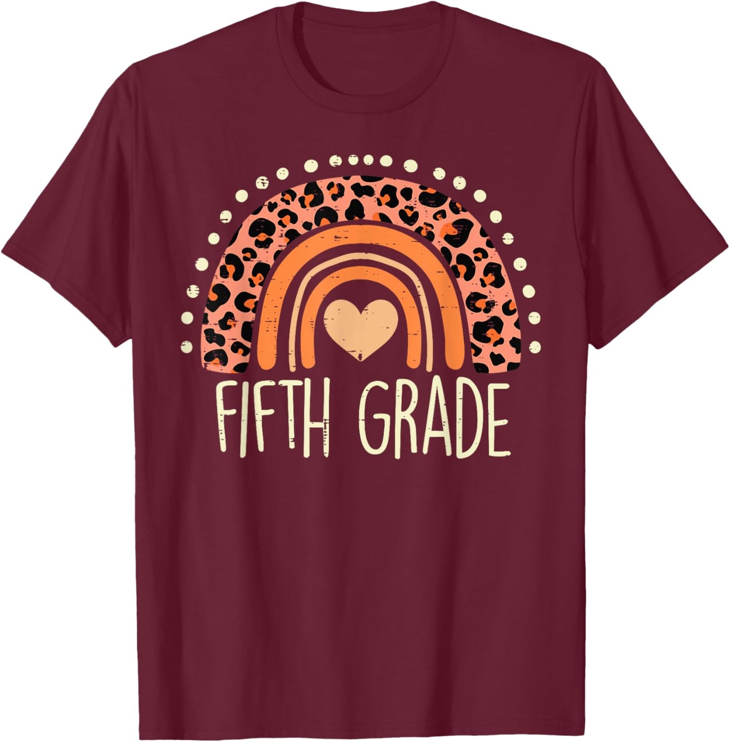 Fifth Grade 5th Rainbow First Day Of School Teacher Girls T-Shirt - T-Shirt | Maroon