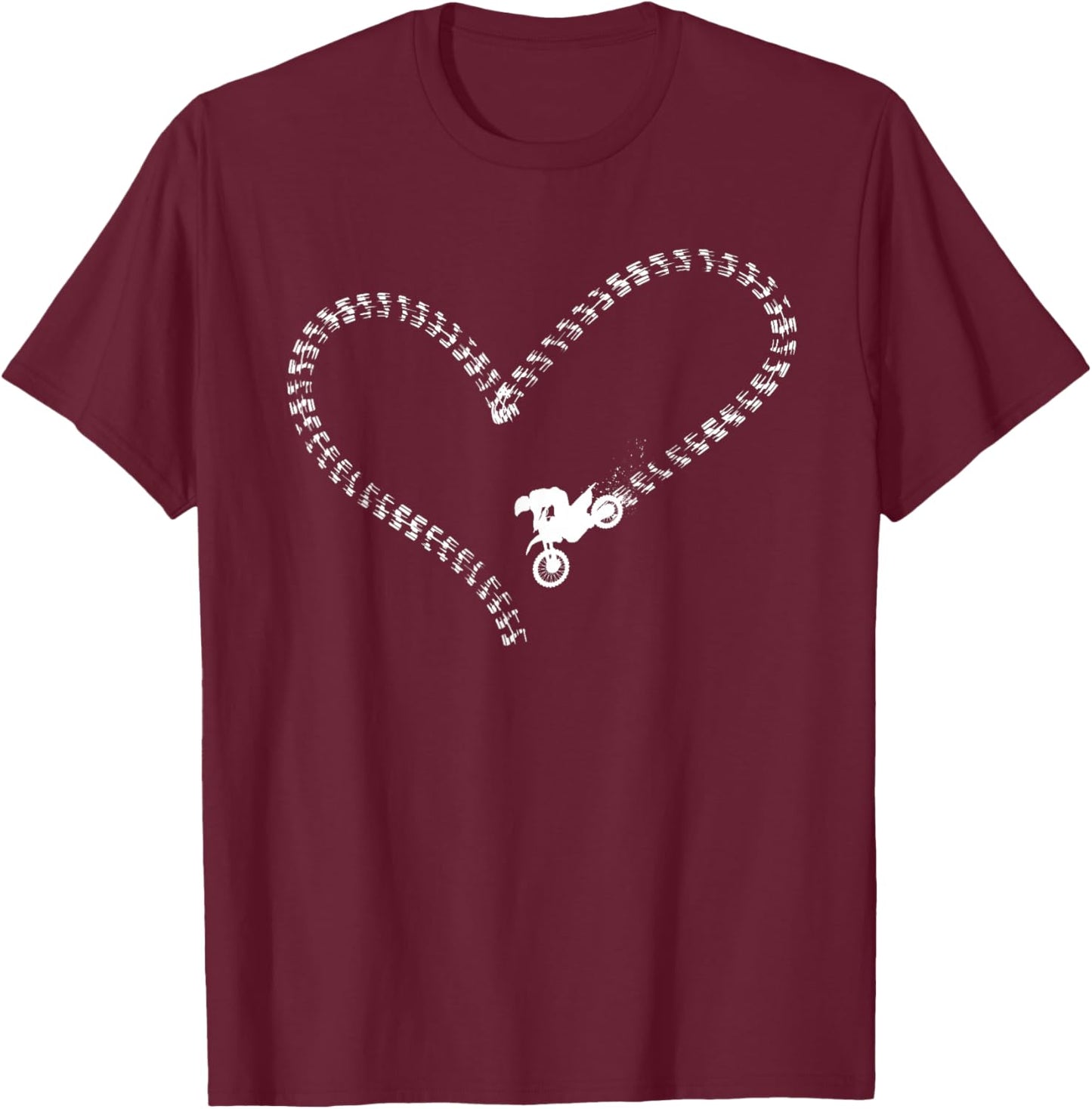 Dirt Bike Motorcross MX Rider Vintage Girl Heart T-Shirt - T-Shirt | Maroon