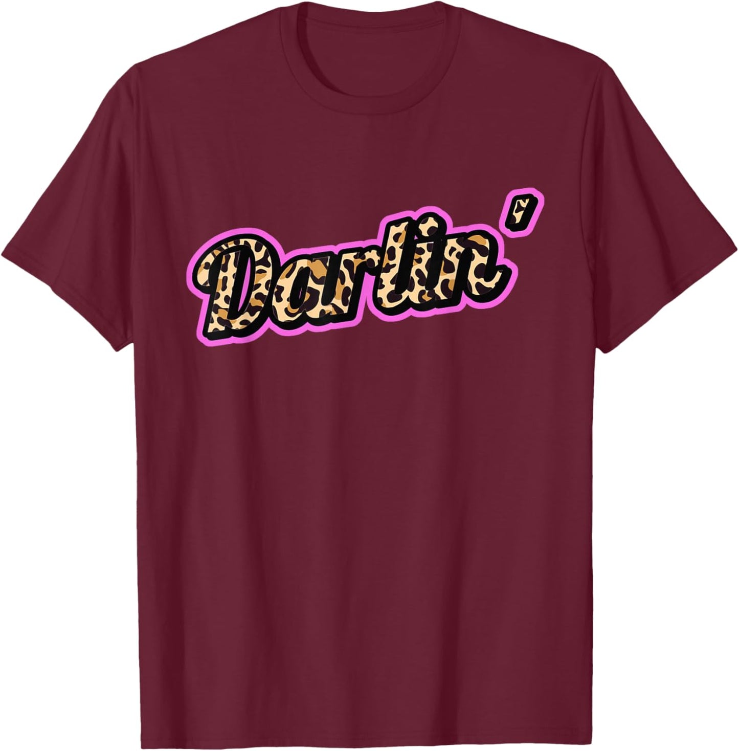 Darlin' Leopard Print Trendy Country Music T-Shirt - T-Shirt | Maroon