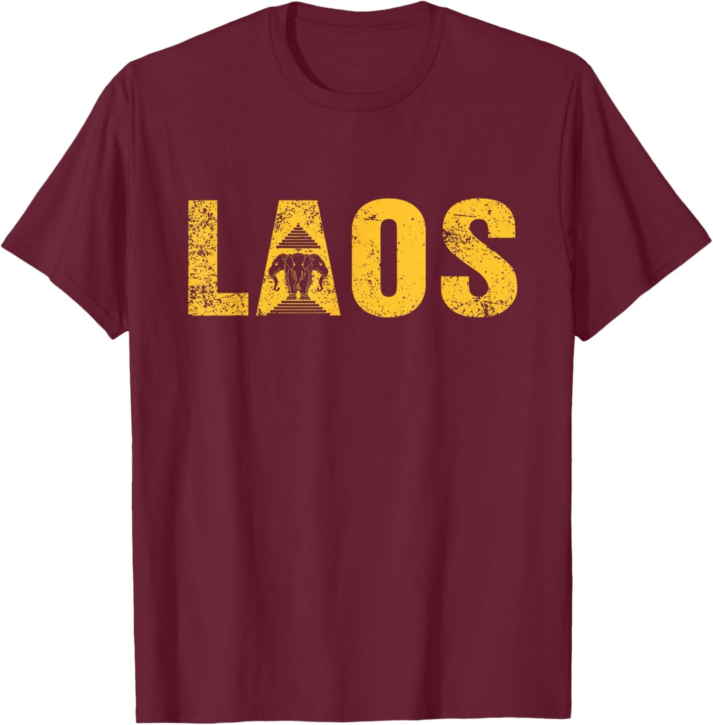 Vintage Laos Flag Vientiane Kingdom of Laos Men Women Kids T-Shirt - T-Shirt | Maroon