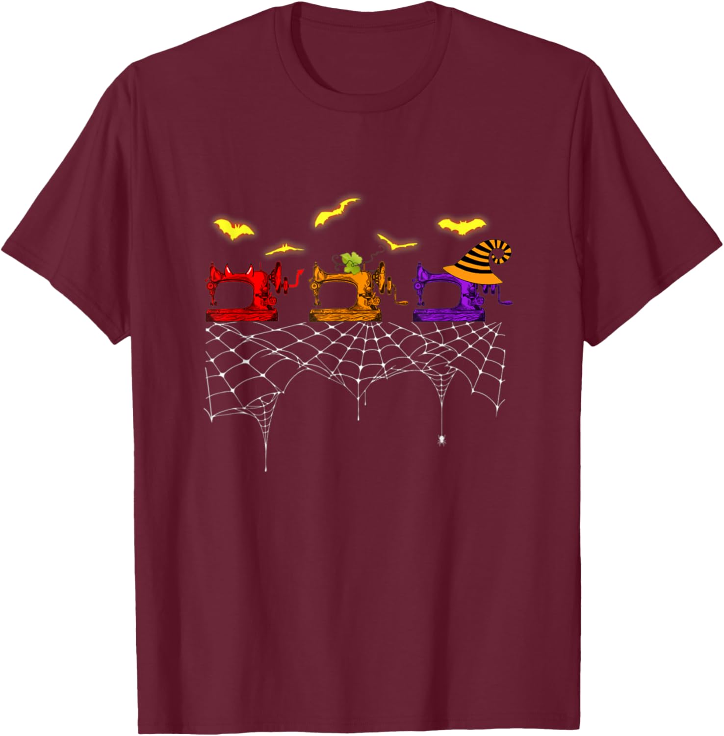 Quilter Scary Halloween Costume Sewing Machine T-Shirt - T-Shirt | Maroon
