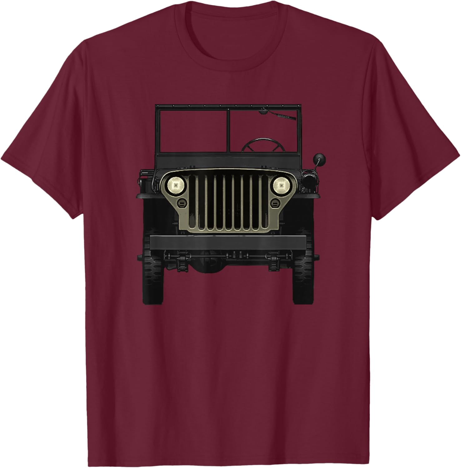 Willys MB Vintage Off Road Classic Vehicle WW2 T-Shirt - T-Shirt | Maroon
