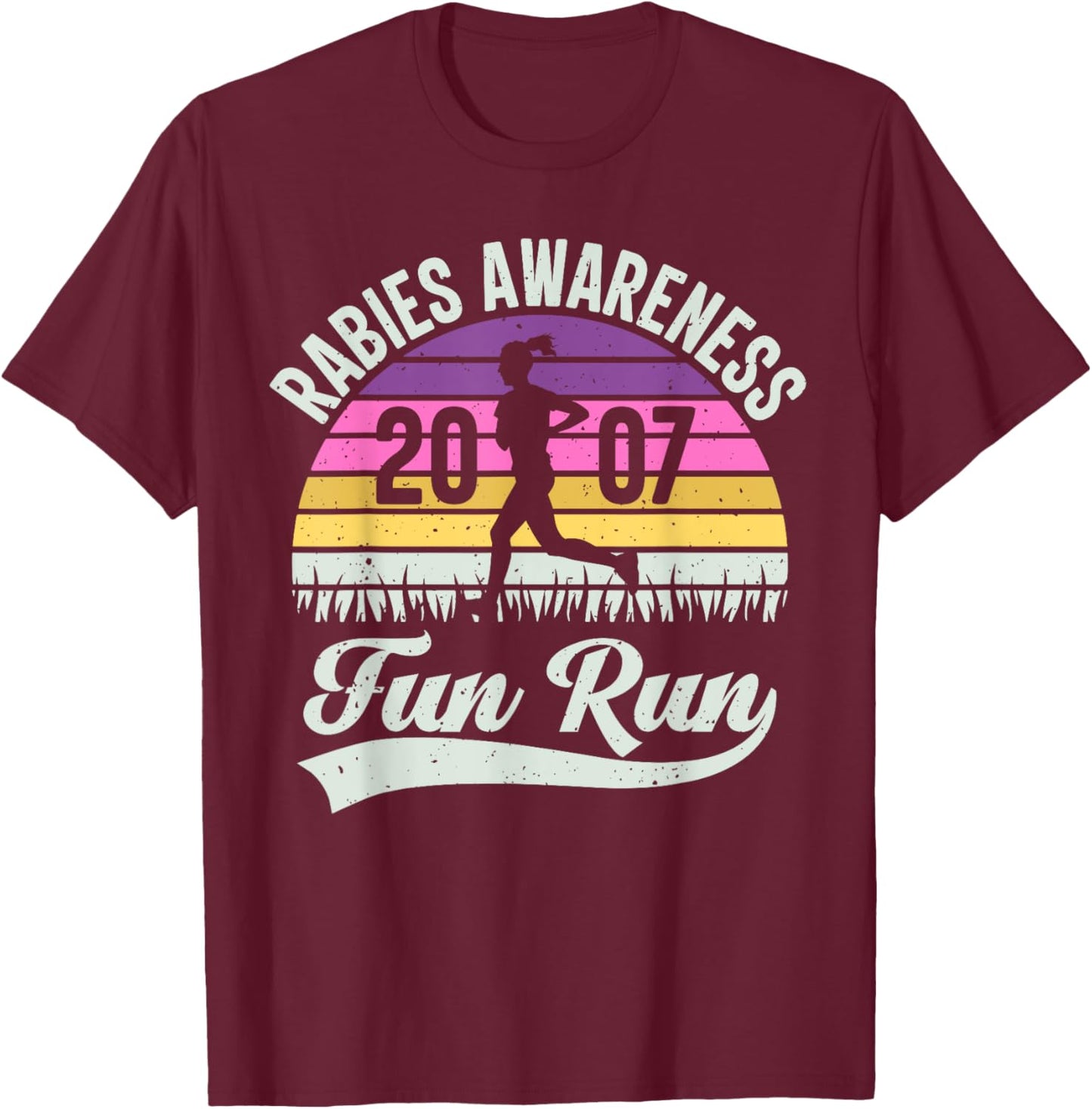 Rabies Awareness Fun Run Funny TV Comedy Running T-Shirt - T-Shirt | Maroon