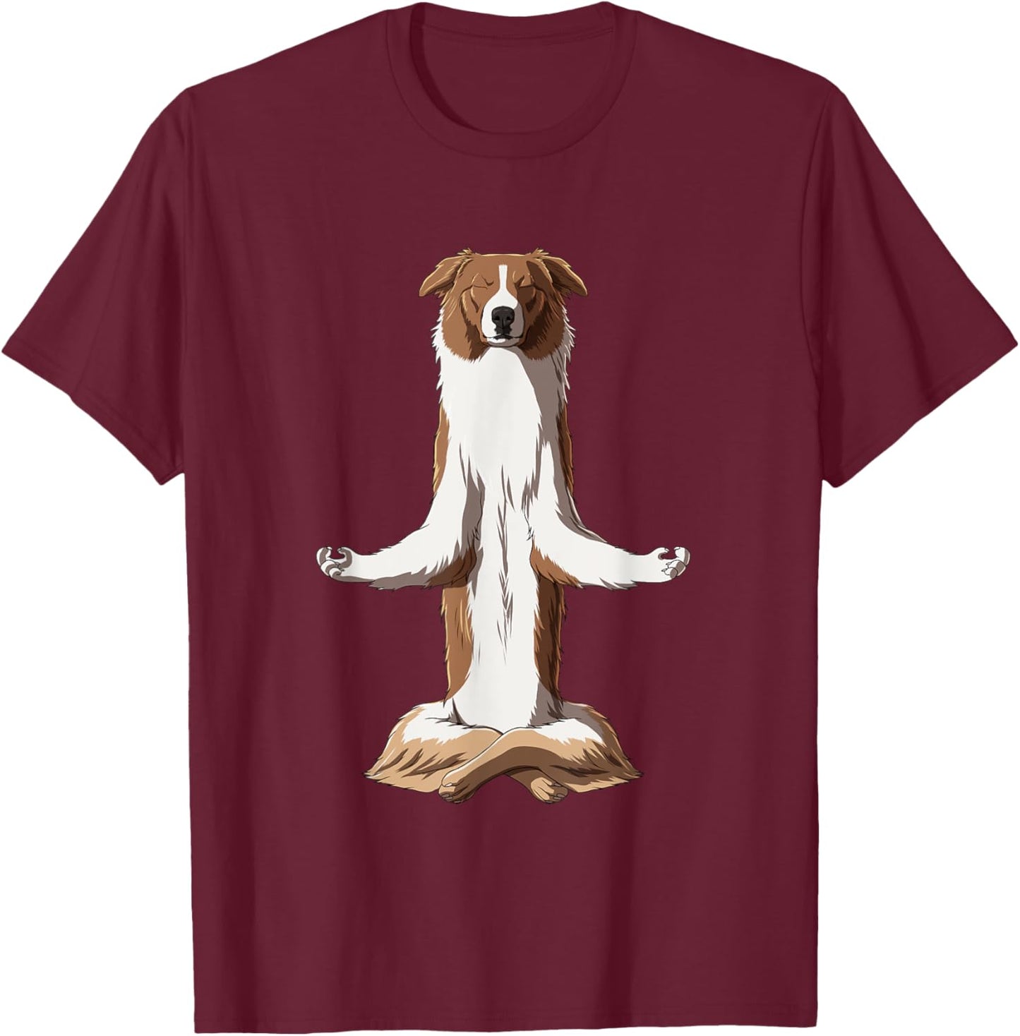 Funny Yoga Dog English Shepherd Men Women Kids T-Shirt - T-Shirt | Maroon