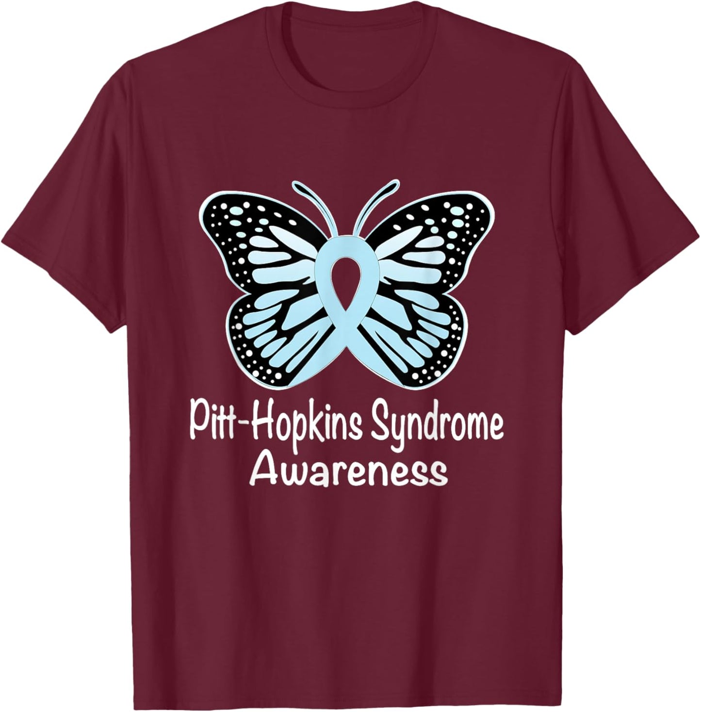Pitt-Hopkins Syndrome Awareness Warrior Light Blue Ribbon T-Shirt - T-Shirt | Maroon