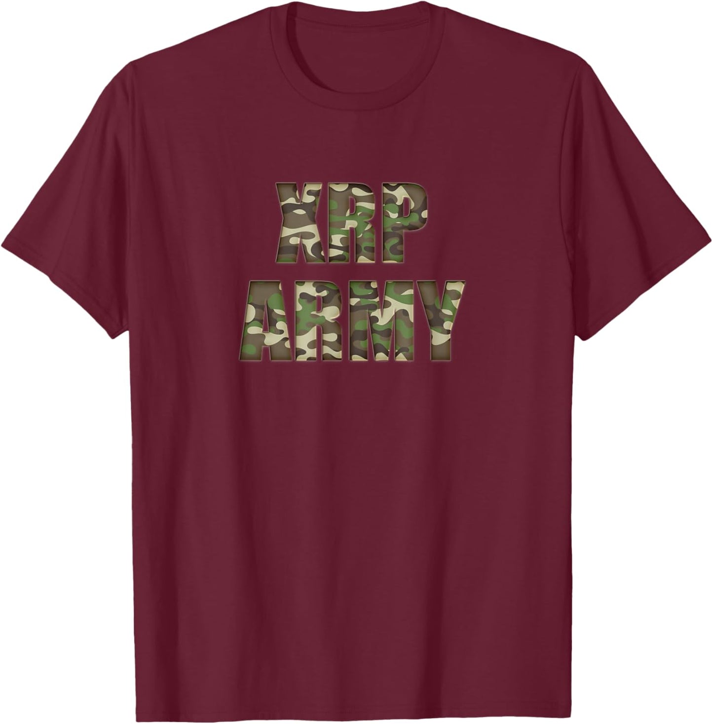 XRP Army Cryptocurrency Camouflage Text T-Shirt - T-Shirt | Maroon