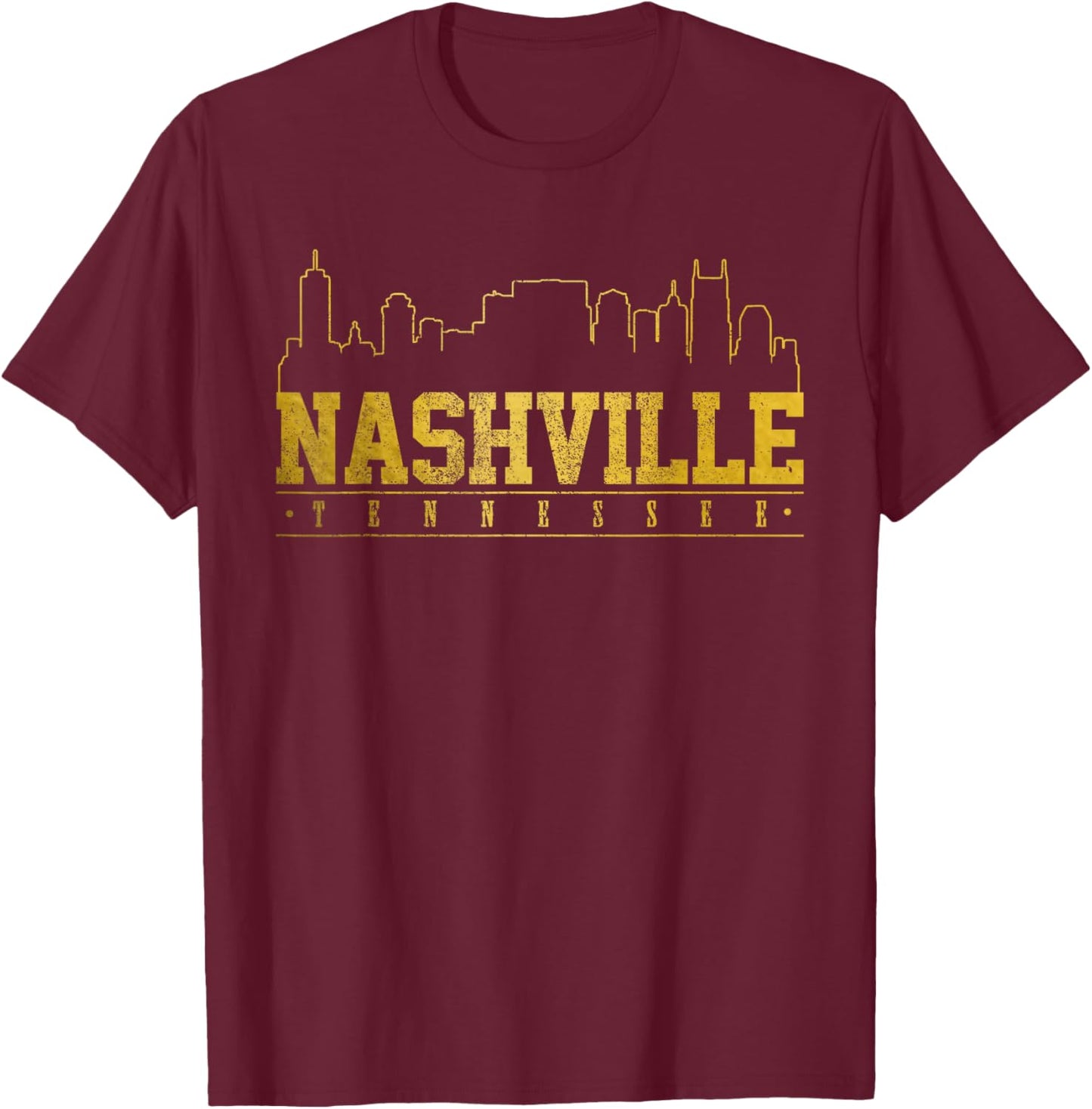 Nashville Skyline Tennessee TN Music City Vintage Nash T-Shirt - T-Shirt | Maroon