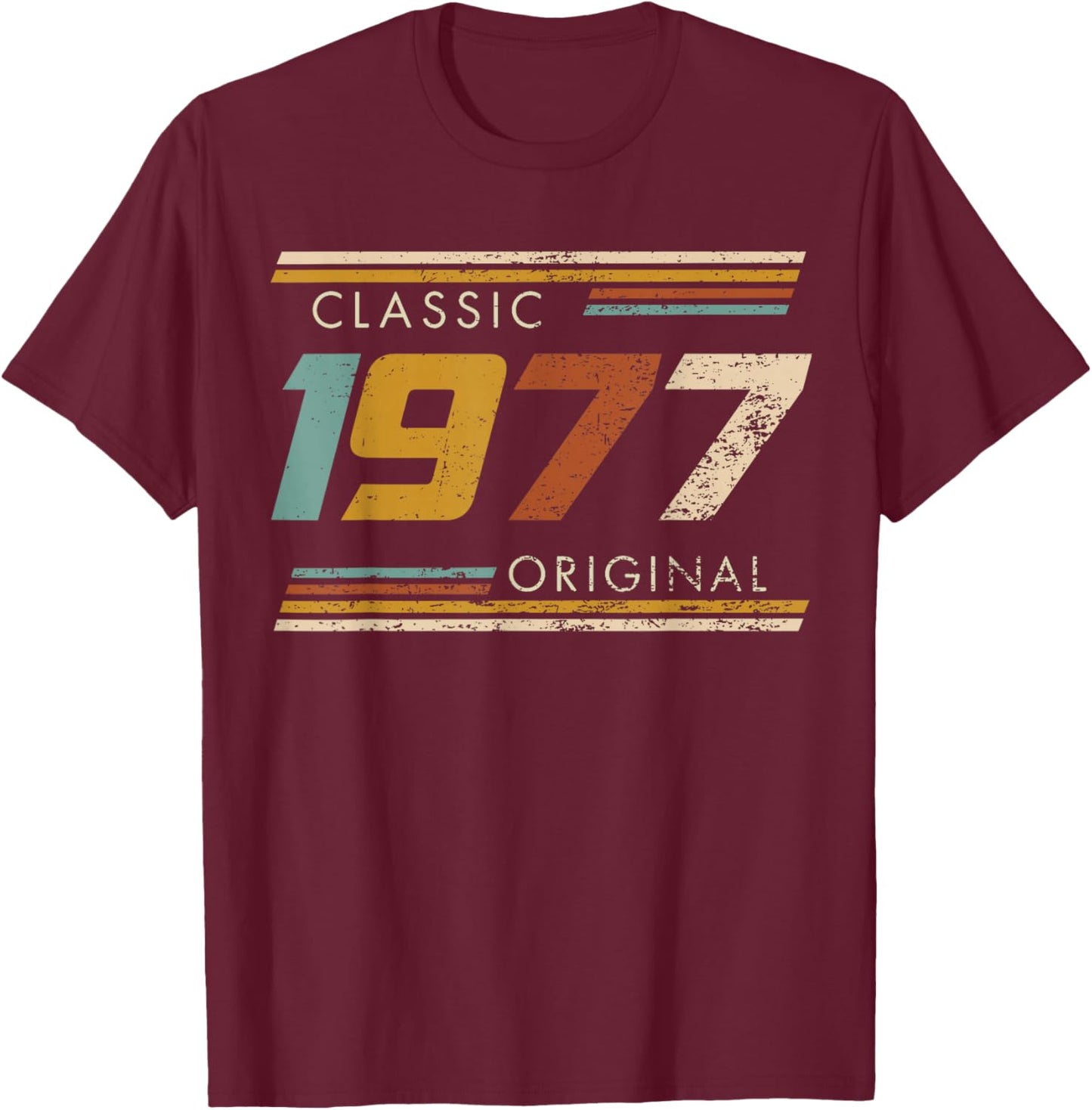 Classic 1977 Original Vintage Birthday Est 1977 Edition T-Shirt - T-Shirt | Maroon