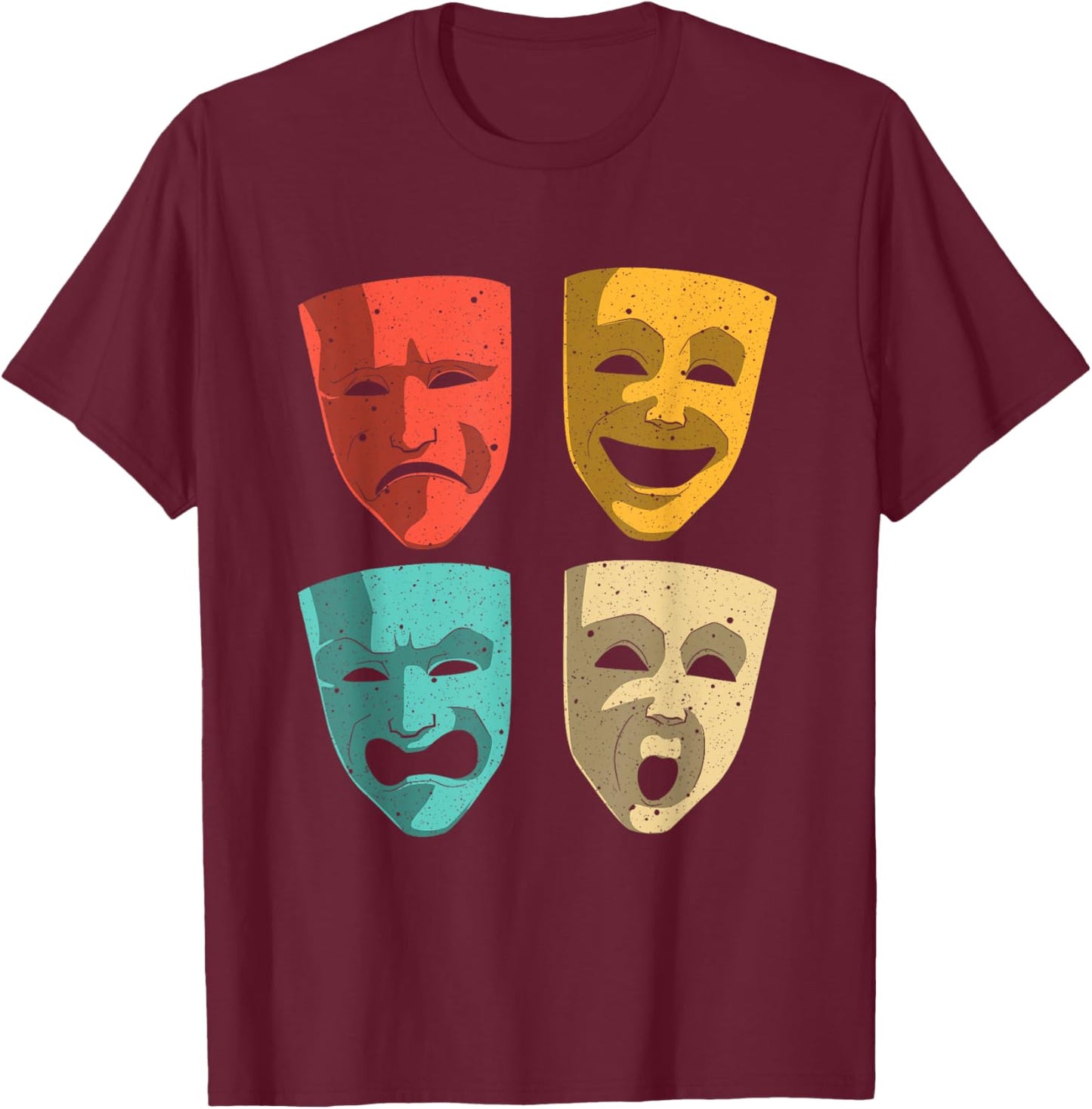Funny Theater Design Men Women Theatre Masks Broadway Drama T-Shirt - T-Shirt | Maroon