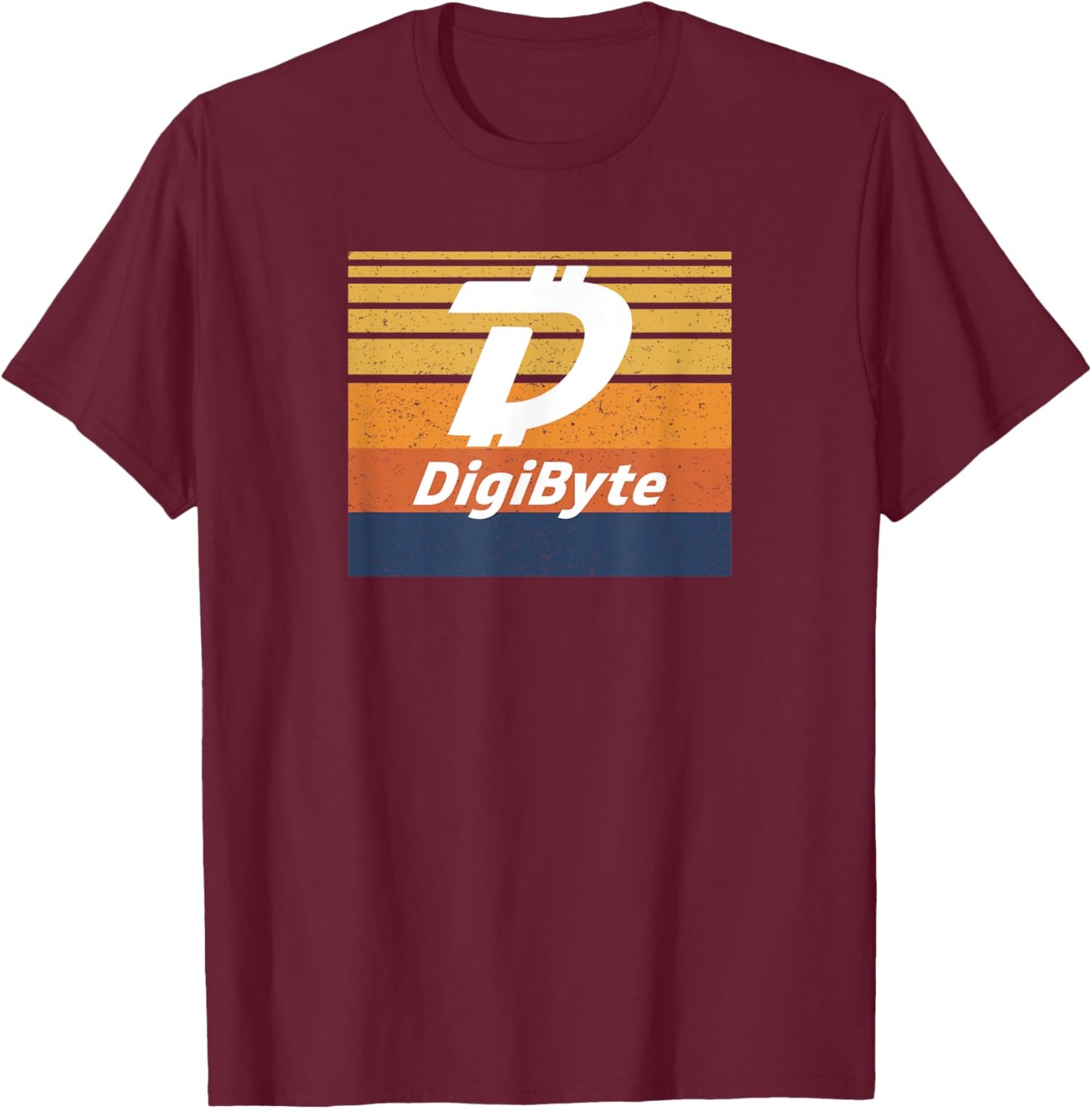 Digibyte Crypto Block Sunset DGB Cryptocurrency Color Tones T-Shirt - T-Shirt | Maroon
