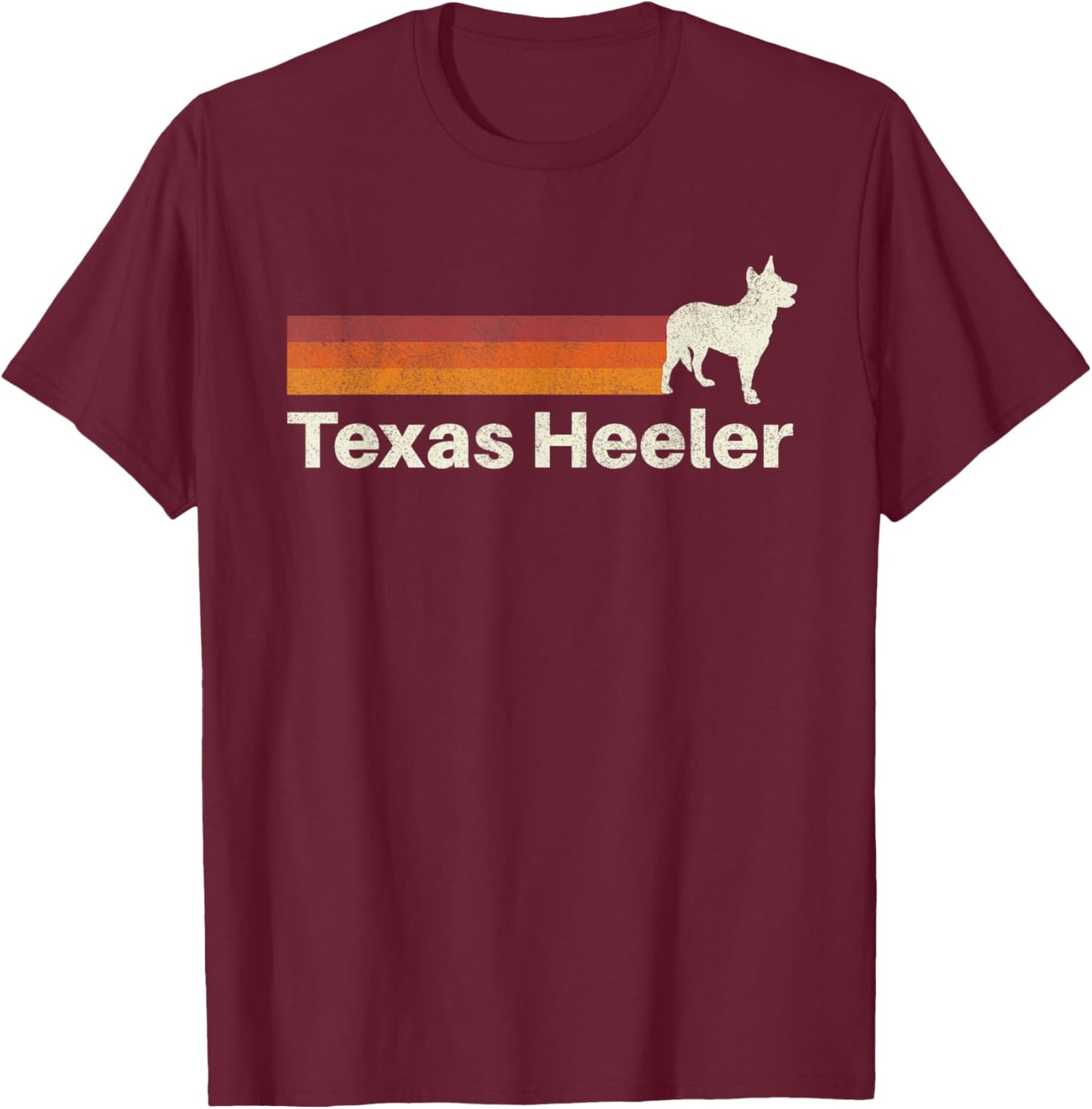Vintage Texas Heeler Retro Mom Dad Dog T-Shirt - T-Shirt | Maroon