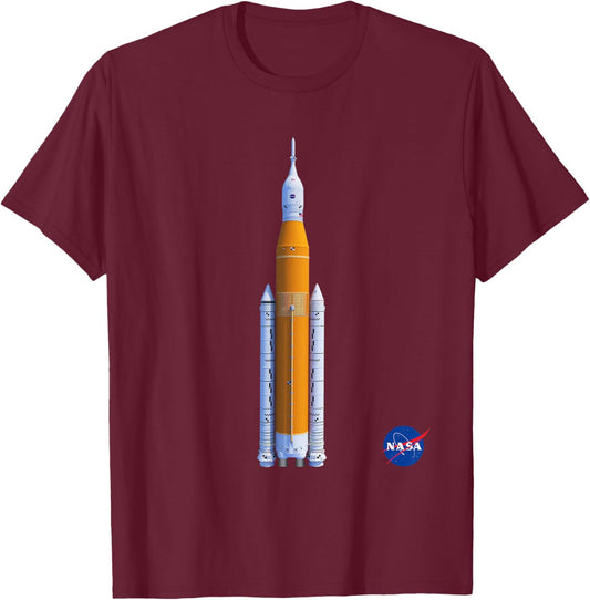 NASA Space Launch System SLS Insignia Meatball Logo T-Shirt - T-Shirt | Maroon