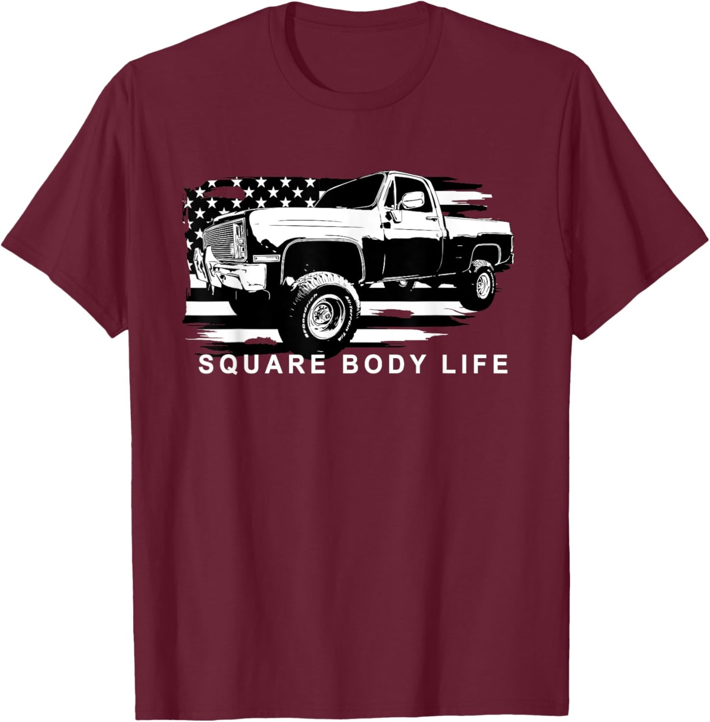 Squarebody Truck American Flag Square Body T-Shirt - T-Shirt | Maroon