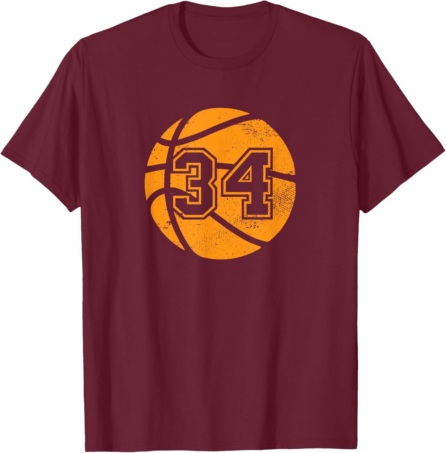 Basketball Player #34 Basketball Mom Dad Jersey Number 34 T-Shirt - T-Shirt | Maroon