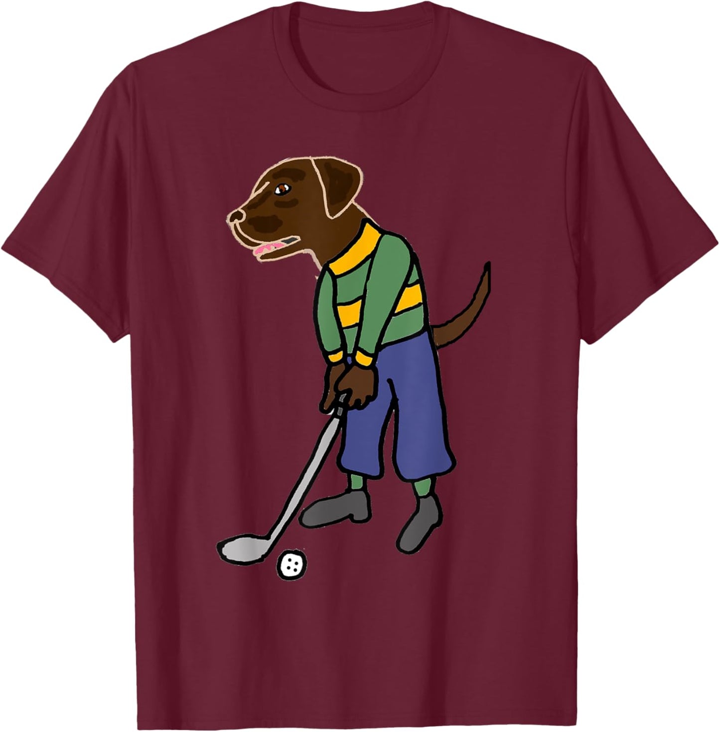 Smileteessports Funny Chocolate Lab Dog Playing Golf Sports Women Girls Kids T-Shirt - T-Shirt | Maroon