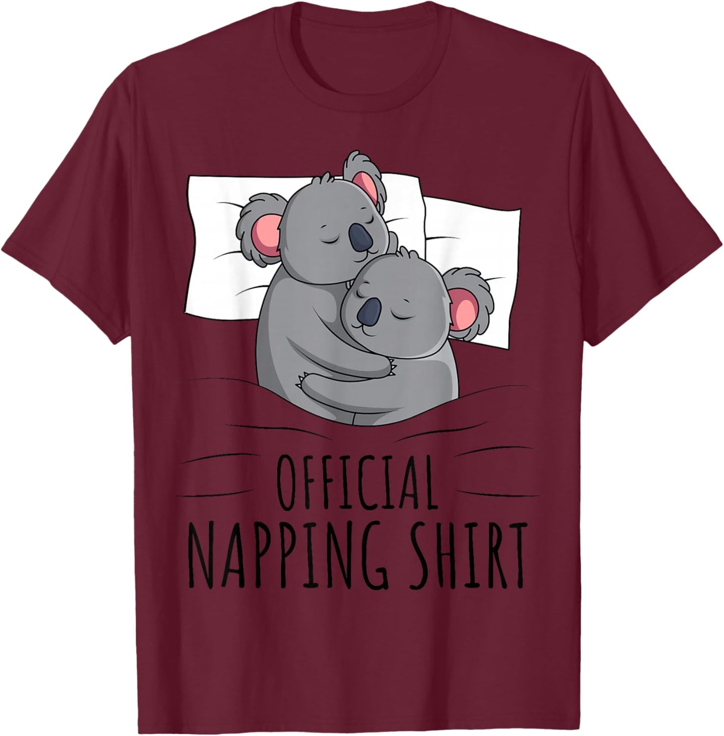 Sleeping Koala Lover Official Napping T-Shirt - T-Shirt | Maroon