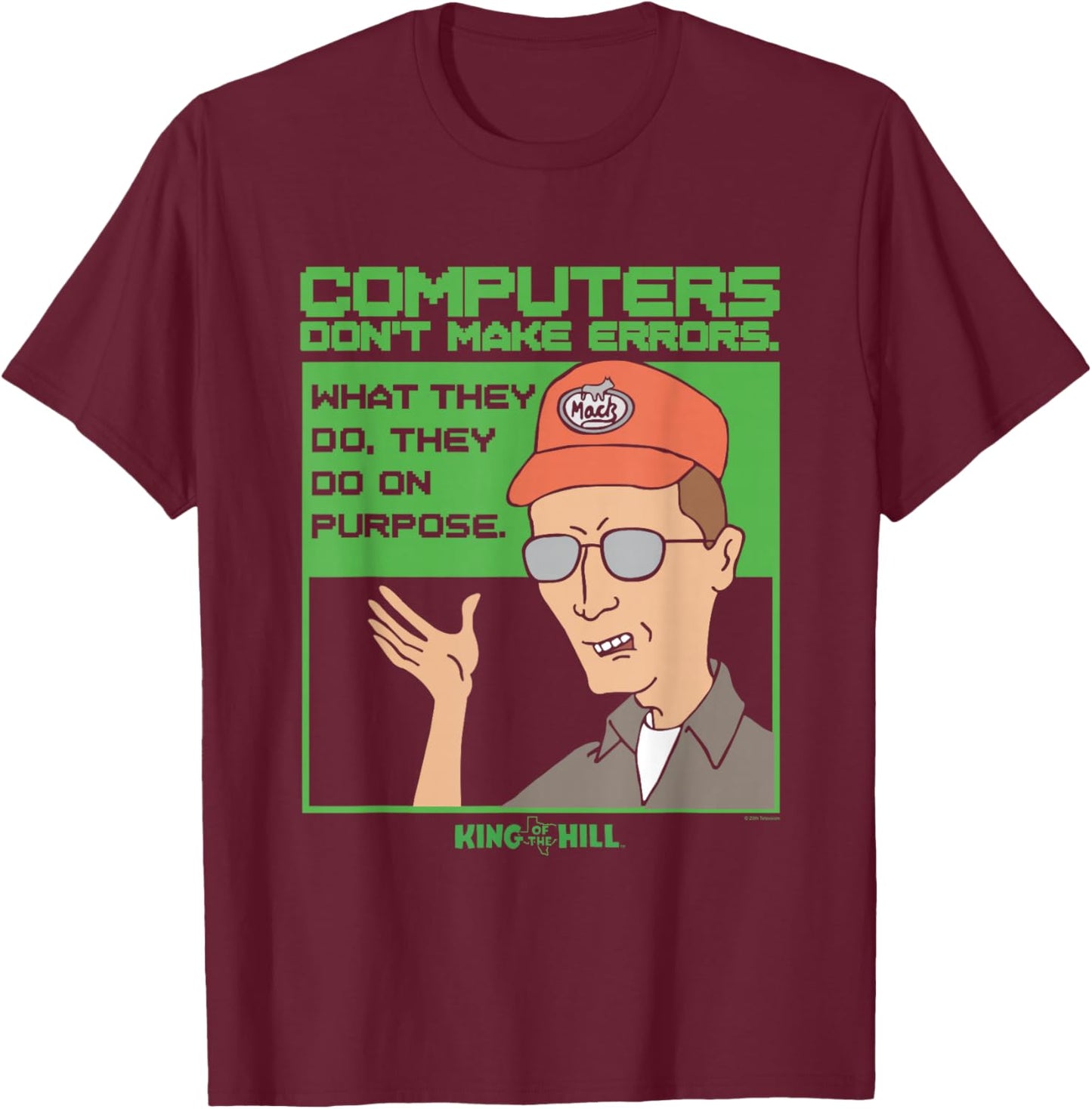 King of The Hill Dale Gribble Computer Errors Cartoon T-Shirt - T-Shirt | Maroon