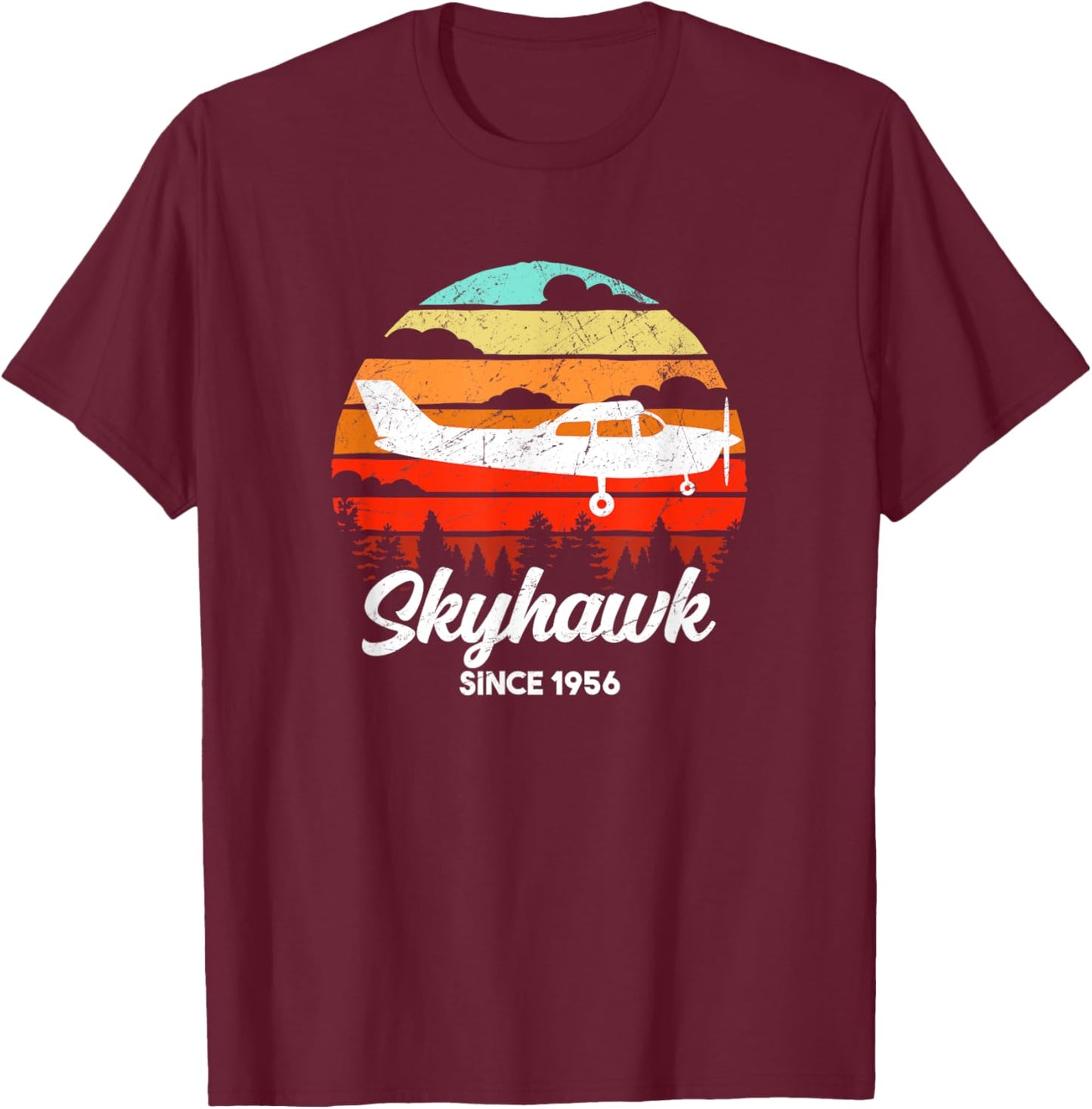Vintage Pilot C172 Airplane Skyhawk T-Shirt - T-Shirt | Maroon