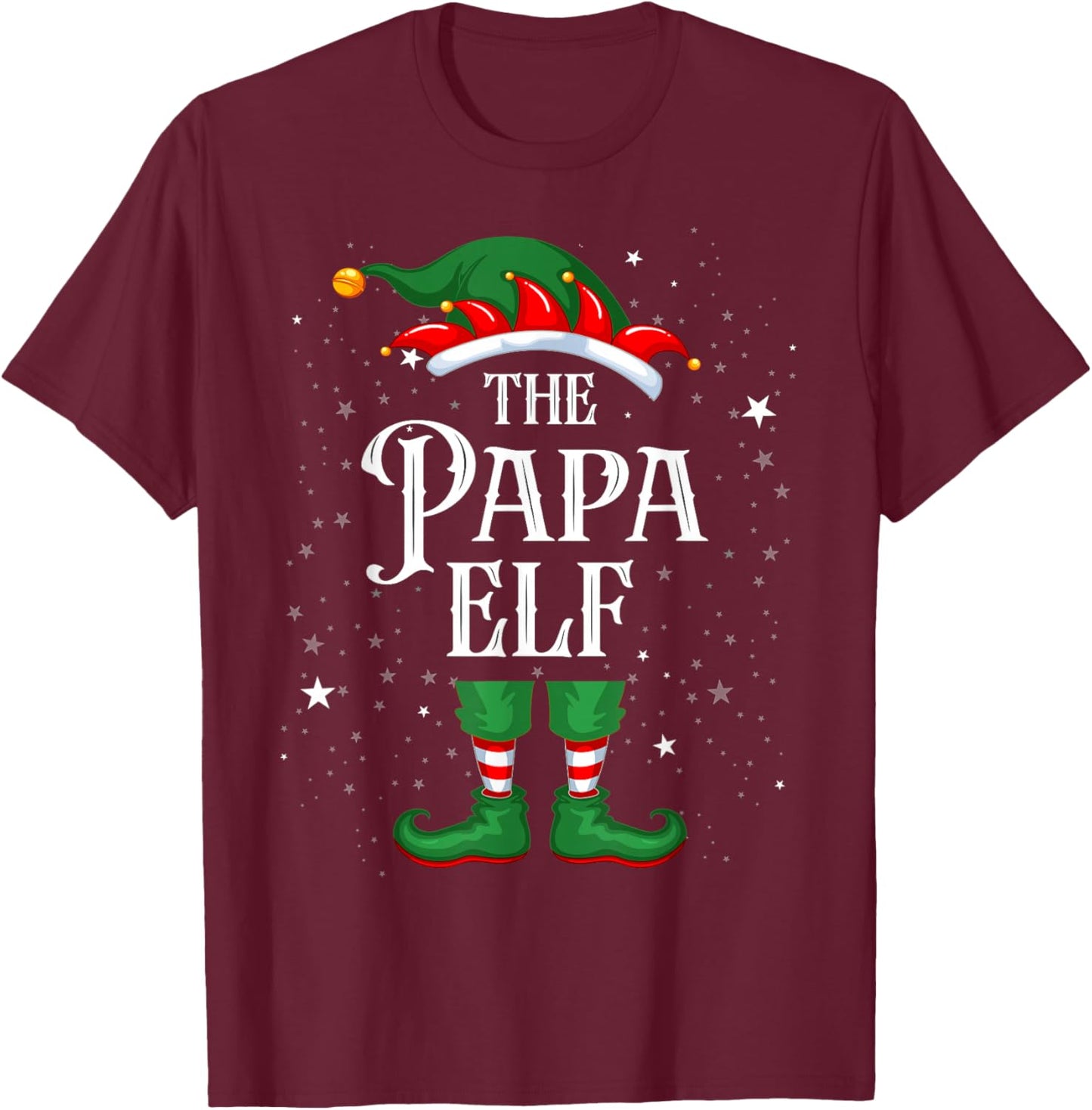 Christmas Elf Matching Family Group Funny The Papa Elf T-Shirt - T-Shirt | Maroon