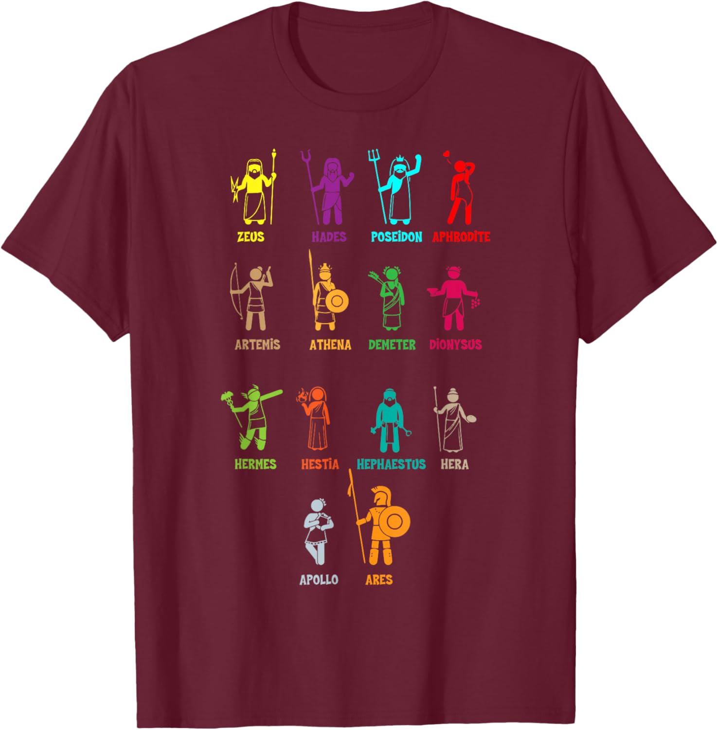 Greek Mythology Gods - Gods of Greece Small T-Shirt - T-Shirt | Maroon