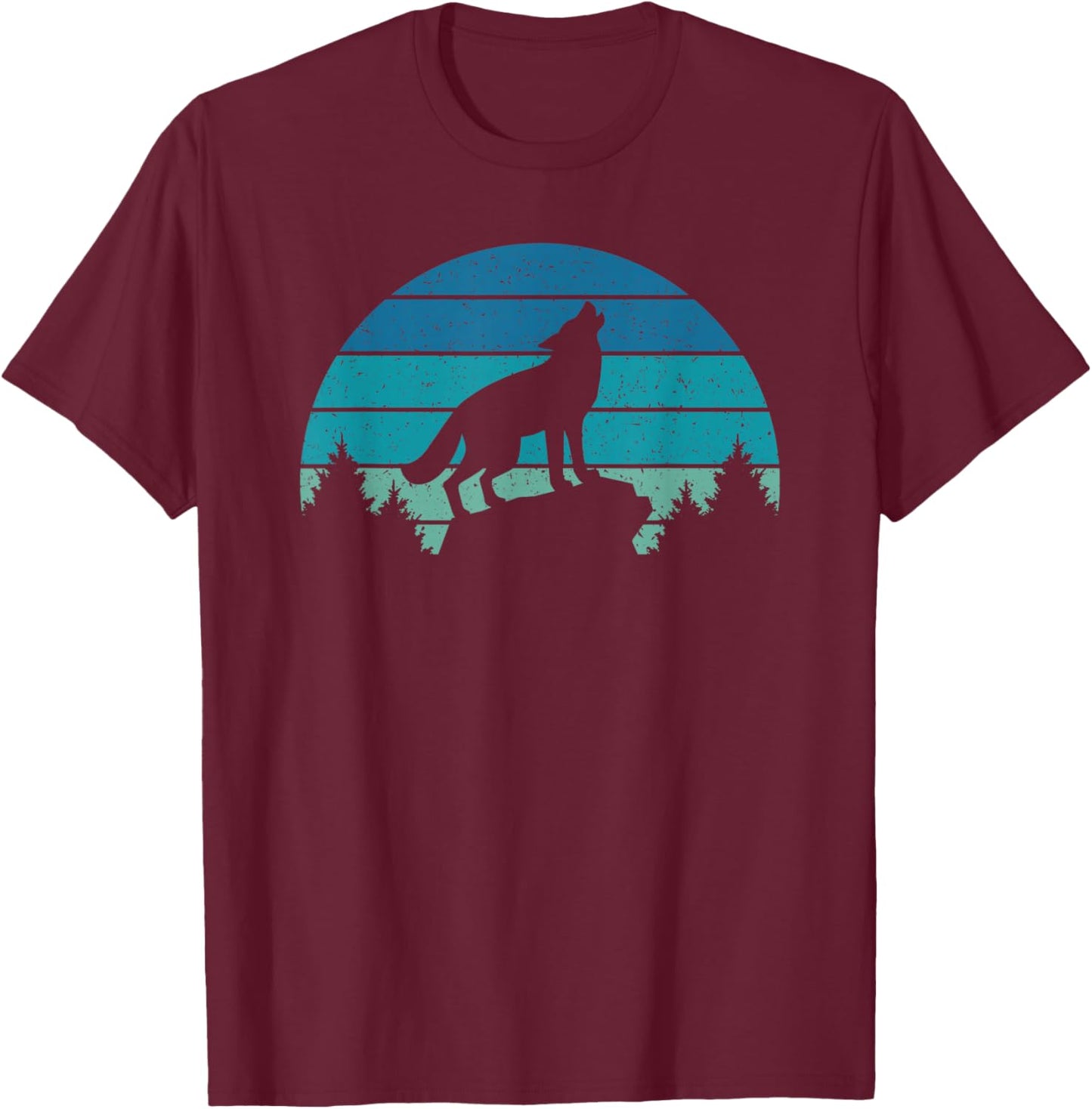 Wolf Retro Wild Animal Wildlife Wolves Men Women Kids T-Shirt - T-Shirt | Maroon