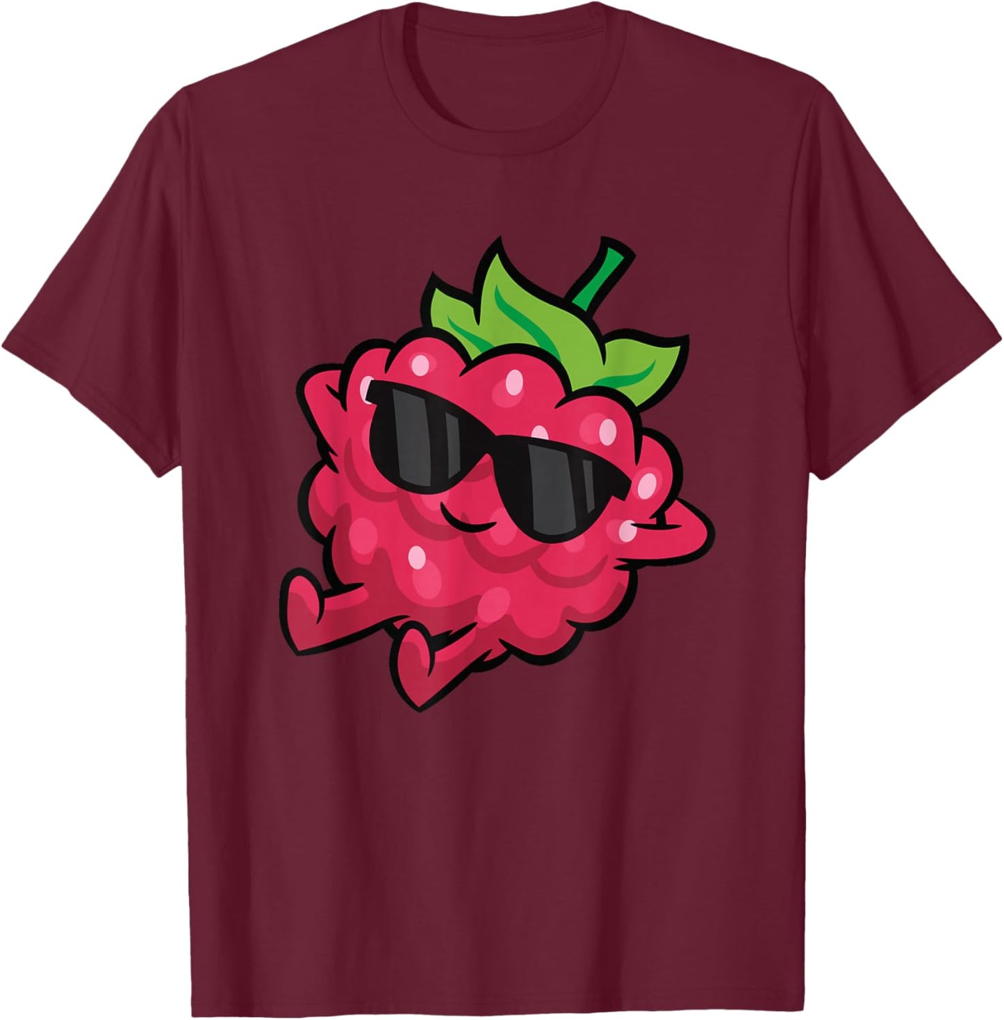Cute Raspberry Fruit Relaxing Lazy Raspberry T-Shirt - T-Shirt | Maroon