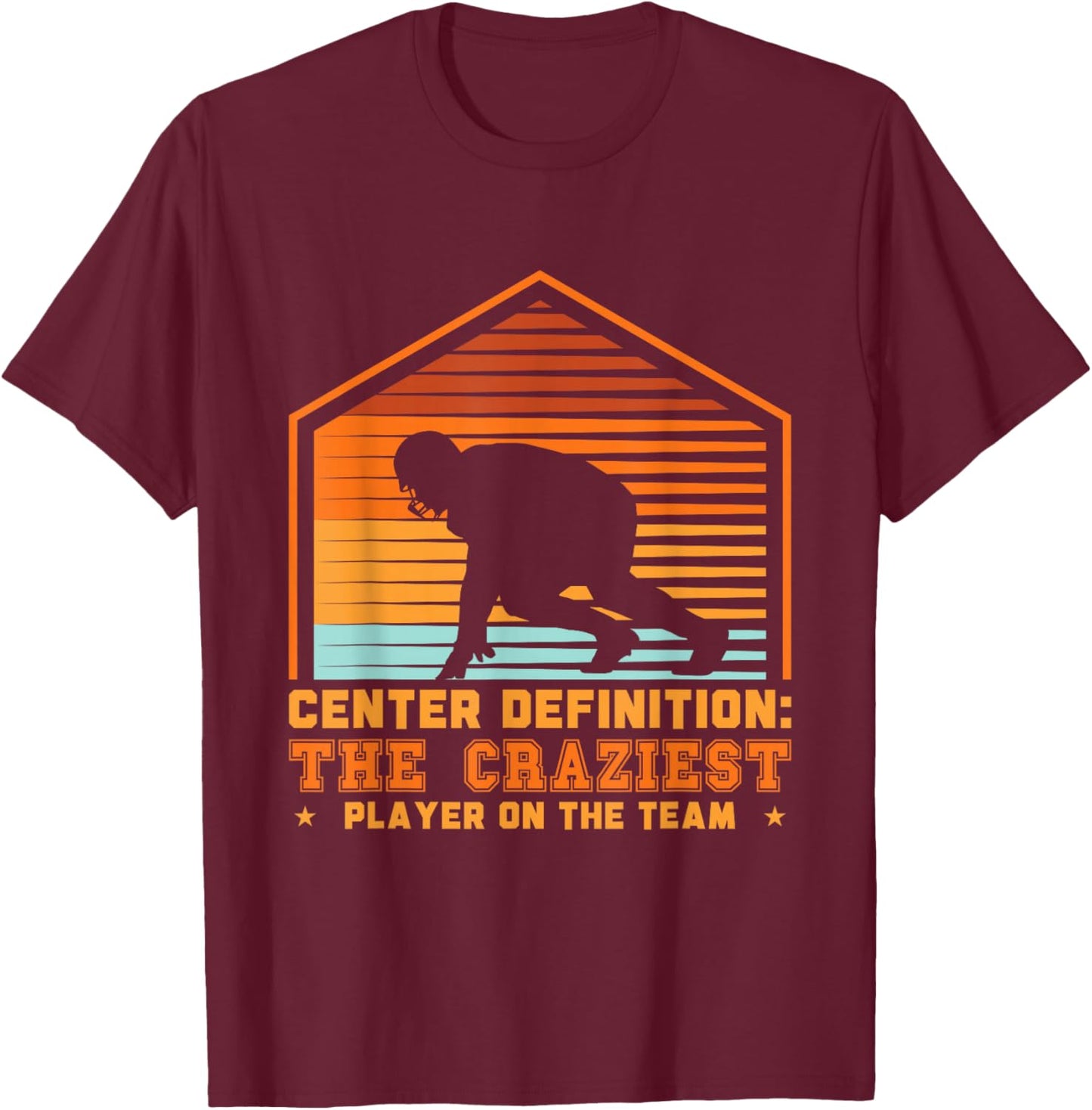 Football Center Definition Funny Lineman Retro Sports T-Shirt - T-Shirt | Maroon