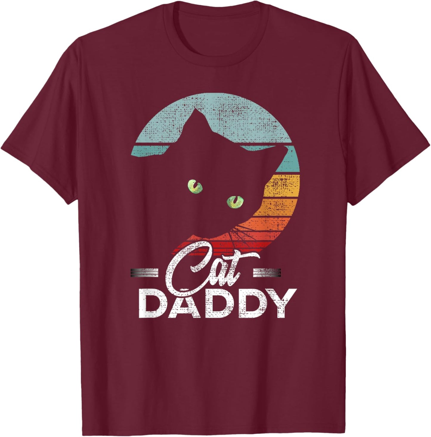 Best Cat Dad Daddy Ever Cat Lover Men T-Shirt - T-Shirt | Maroon
