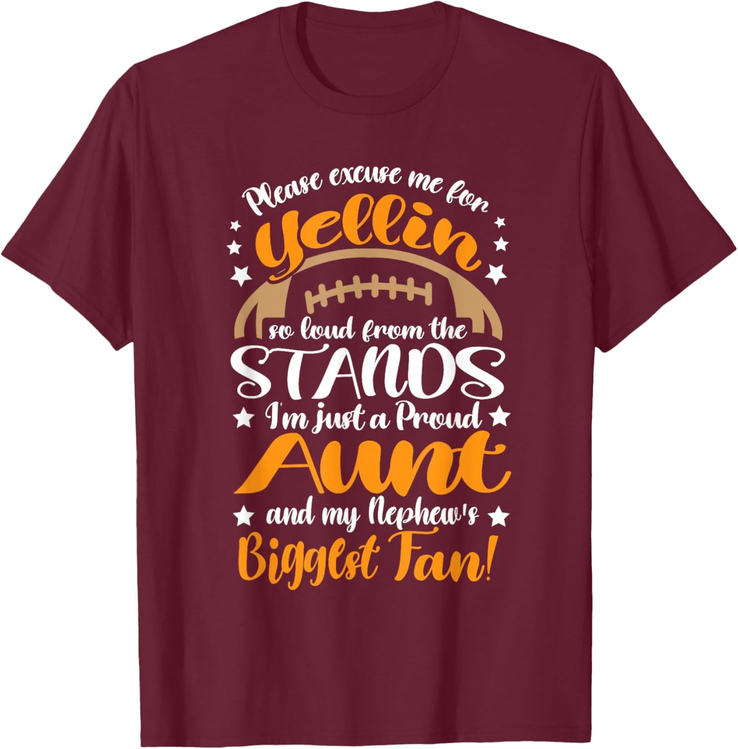 Nephew Biggest Fan Football Aunt Auntie T-Shirt - T-Shirt | Maroon
