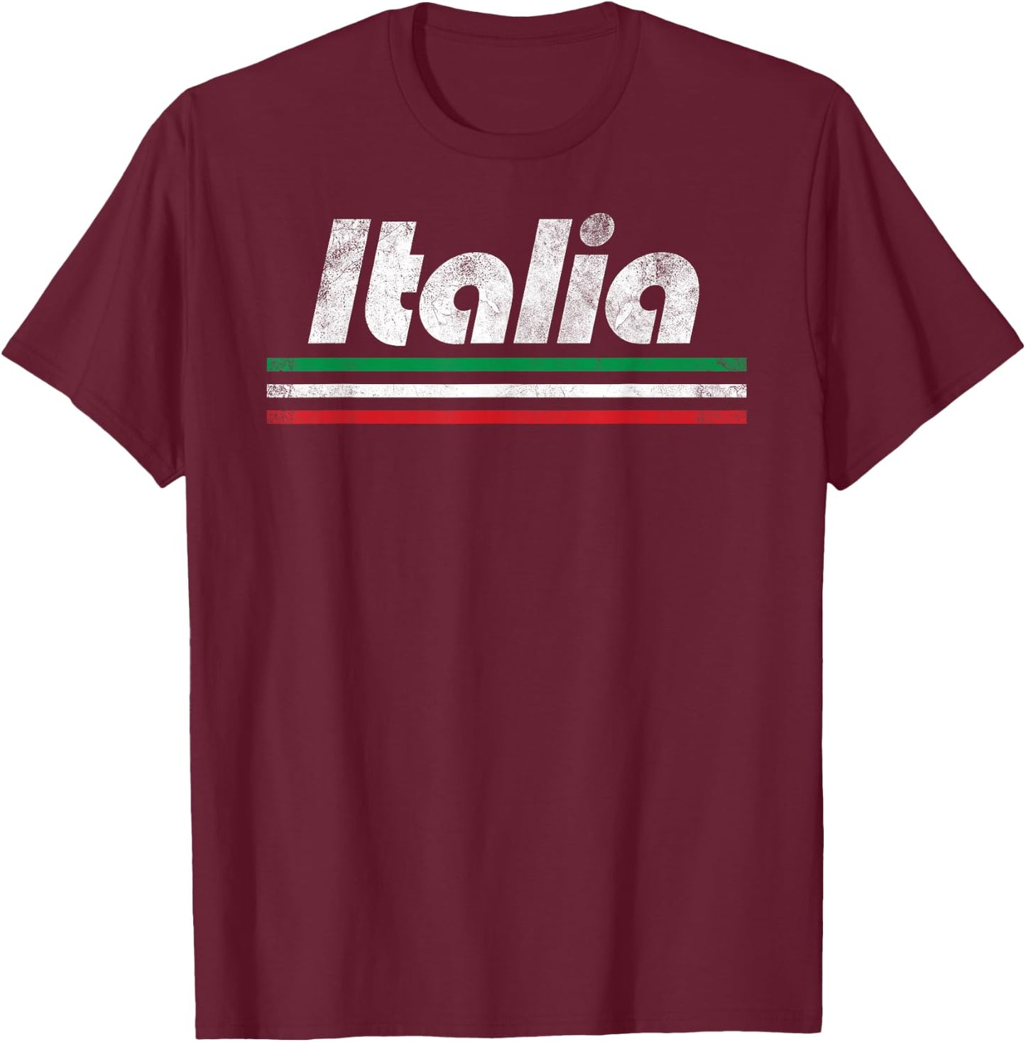Italia Fan Retro Vintage Flag T-Shirt - T-Shirt | Maroon