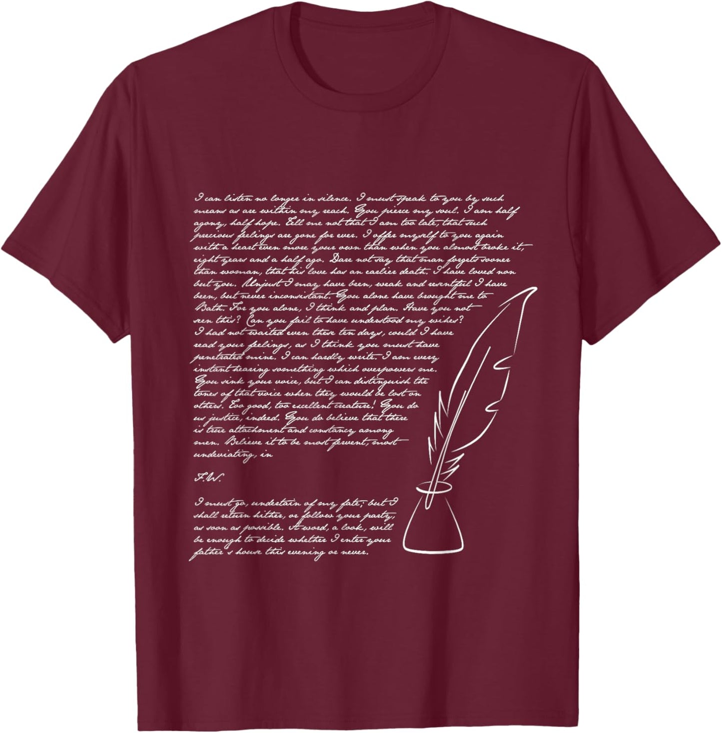 Jane Austen Persuasion Captain Wentworth Letter Literary T-Shirt - T-Shirt | Maroon