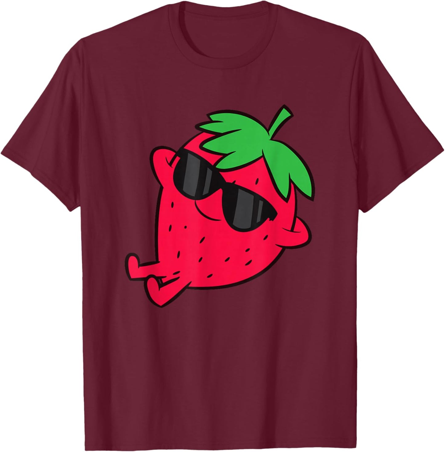 Cute Strawberry Fruit Relaxing Lazy Strawberry T-Shirt - T-Shirt | Maroon
