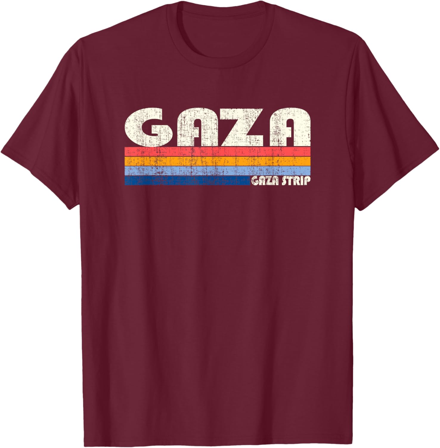 Retro Vintage 70s 80s Style Gaza, Gaza Strip T-Shirt - T-Shirt | Maroon