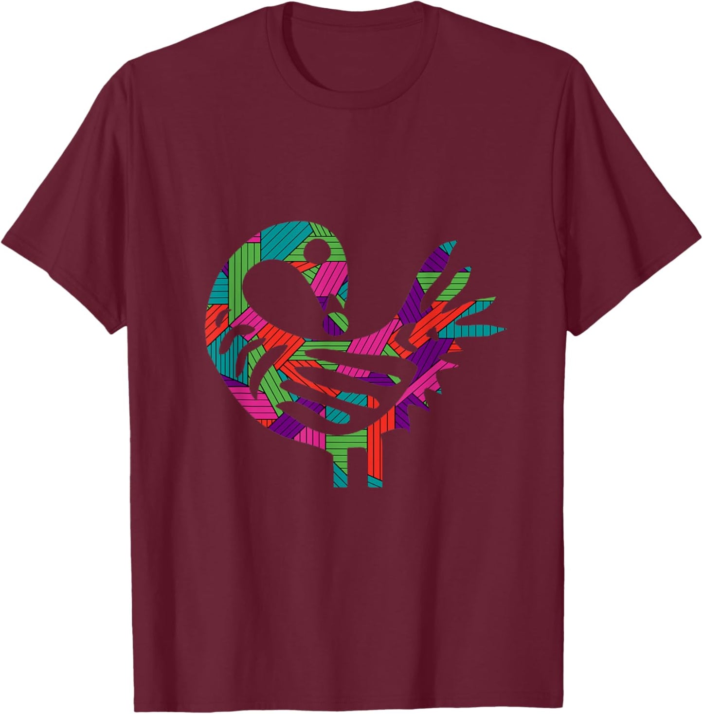 Sankofa Bird Afrocentric Adinkra Symbol Unique Pattern T-Shirt - T-Shirt | Maroon