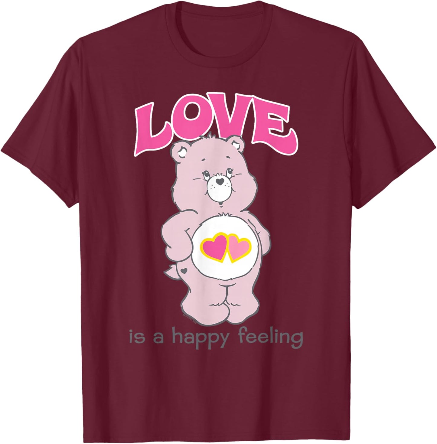 Care Bears Valentine's Day Love-a-Lot Is A Happy Feeling T-Shirt - T-Shirt | Maroon