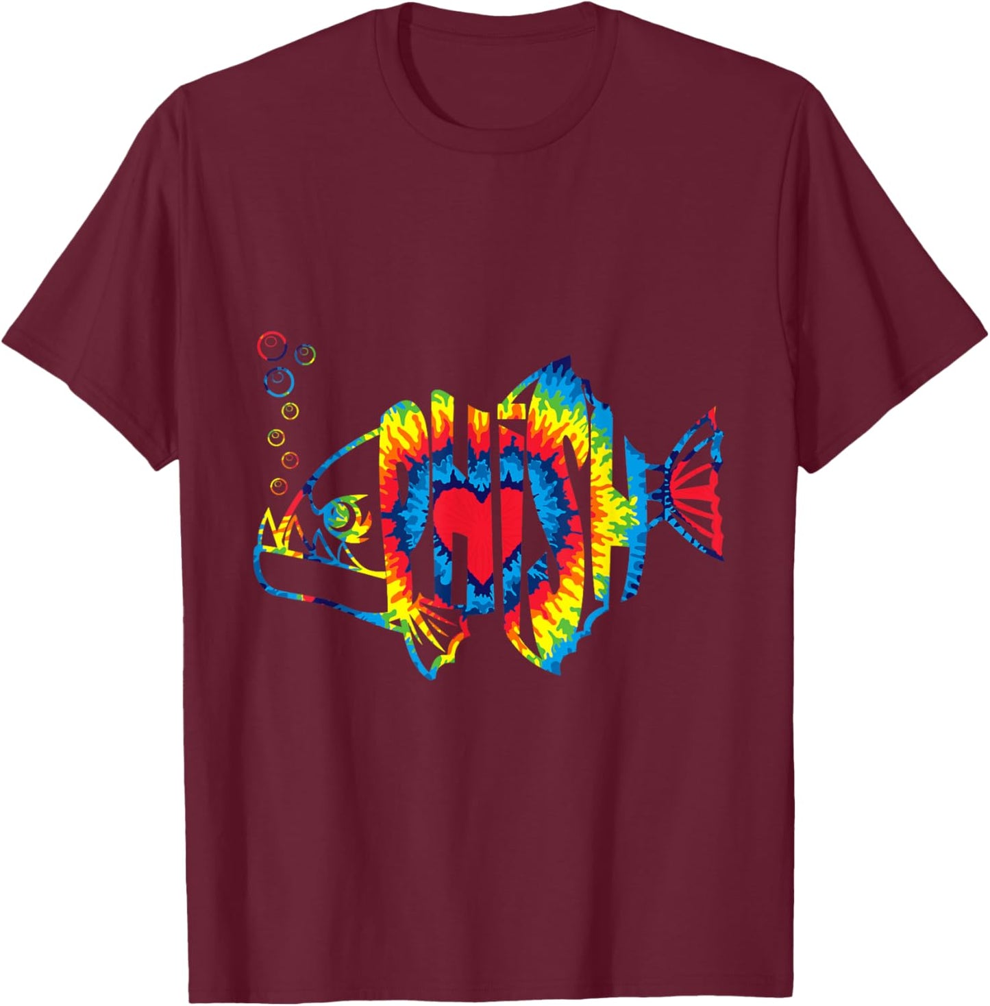 Colorful Phish-Jam, Tie-Dye For Fisherman, Fish Outfits T-Shirt - T-Shirt | Maroon