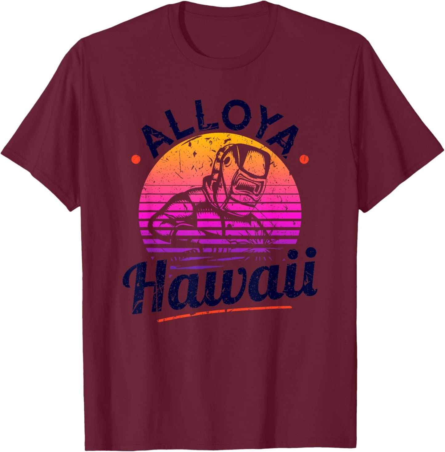 Welding Alloya Hawaii, Funny Welder Vacation T-Shirt - T-Shirt | Maroon