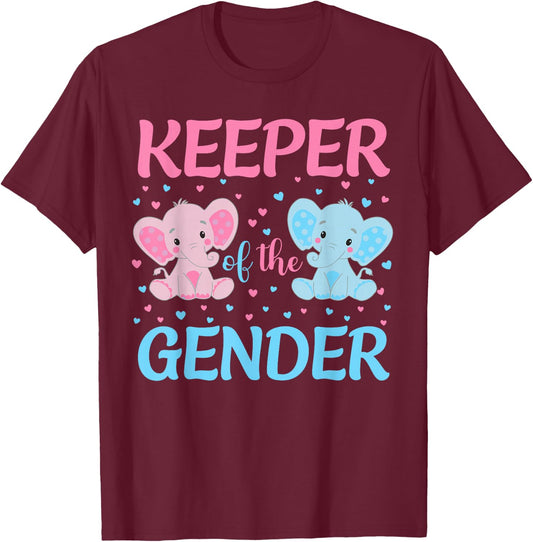 Keeper Of The Gender Men Gender Reveal Elephant T-Shirt - T-Shirt | Maroon
