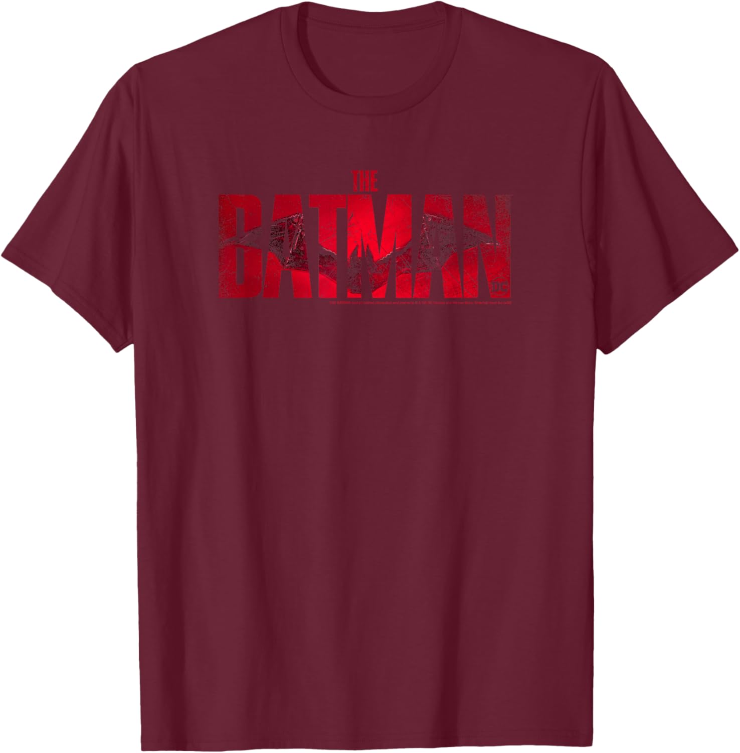 The Batman Movie Logo Bat Overlay Small T-Shirt - T-Shirt | Maroon