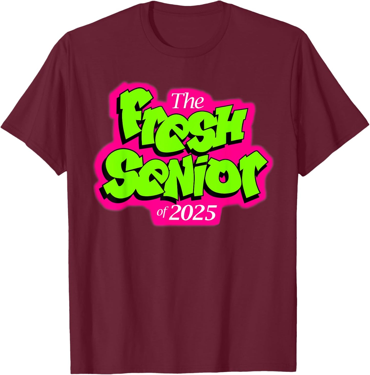 Class of 2025 Senior Fresh 90s Retro TV Style Graduation T-Shirt - T-Shirt | Maroon
