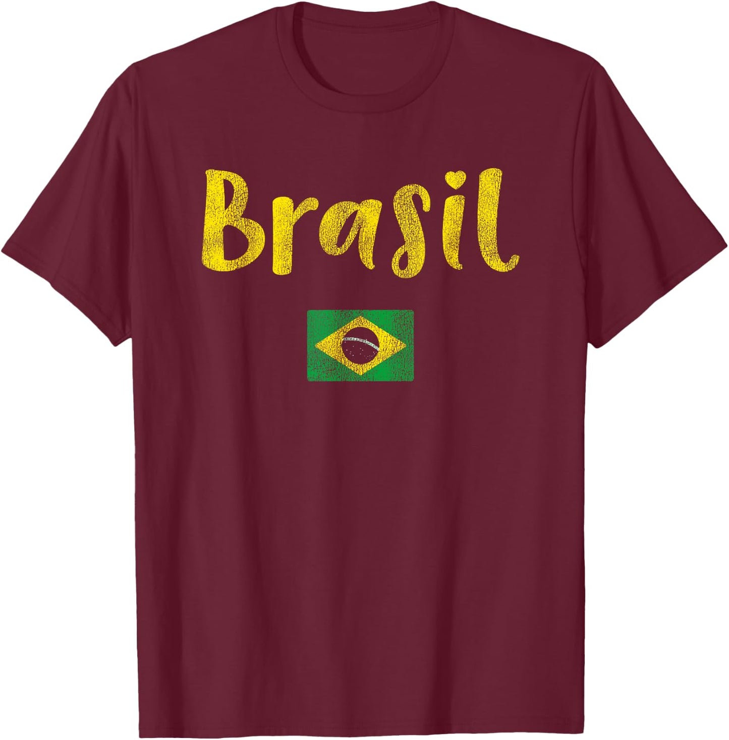 Vintage Brazilian Flag of Brazil Souvenir Women Girls Brasil T-Shirt - T-Shirt | Maroon